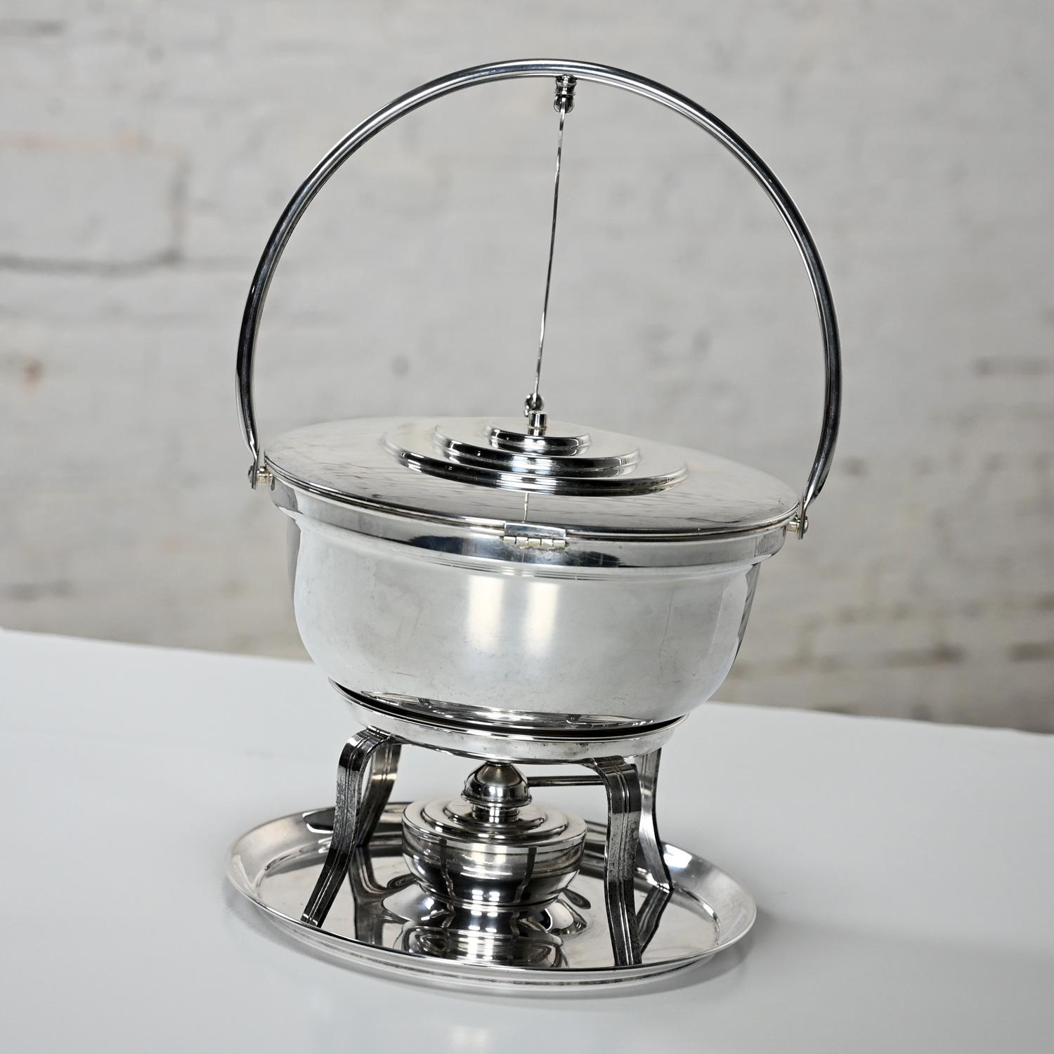 Art Deco versilbert Chafing Dish Buffet Set 5 Pieces von English Silver Mfg Co (20. Jahrhundert) im Angebot