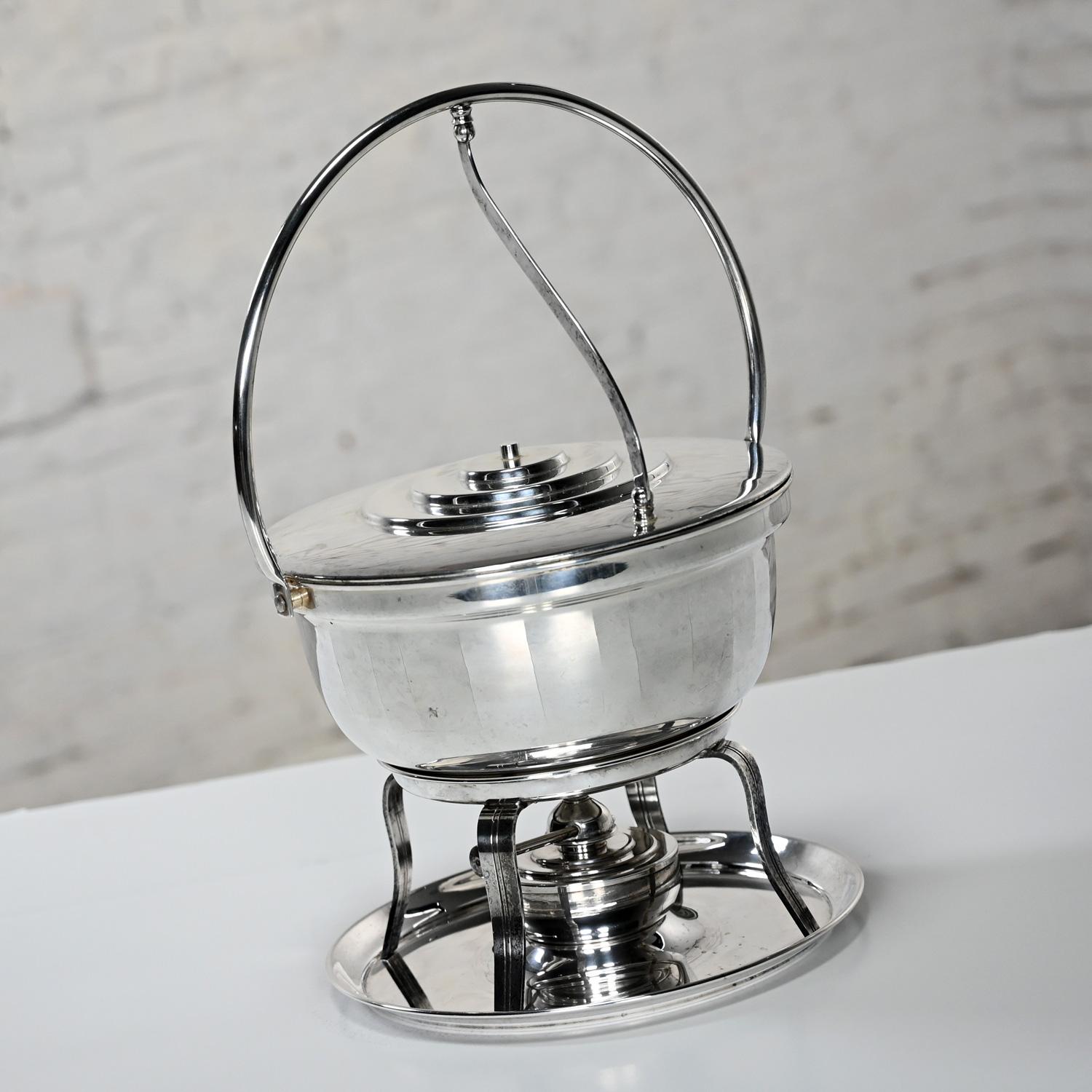 Art Deco versilbert Chafing Dish Buffet Set 5 Pieces von English Silver Mfg Co (Versilberung) im Angebot