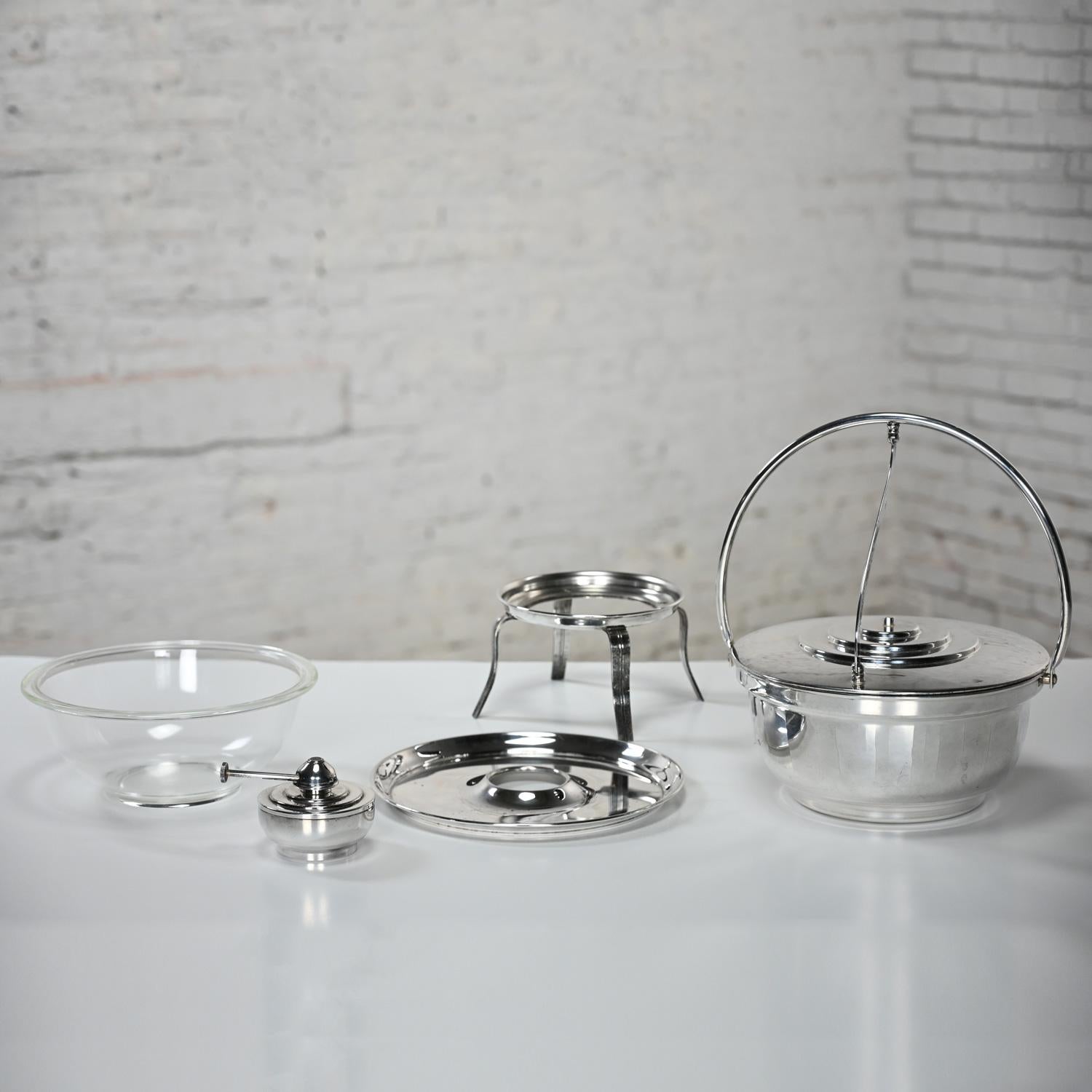 Art Deco versilbert Chafing Dish Buffet Set 5 Pieces von English Silver Mfg Co im Angebot 2