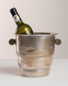 Cubitera de champán de estilo Art Déco, chapada en plata, diseño francés, siglo XX