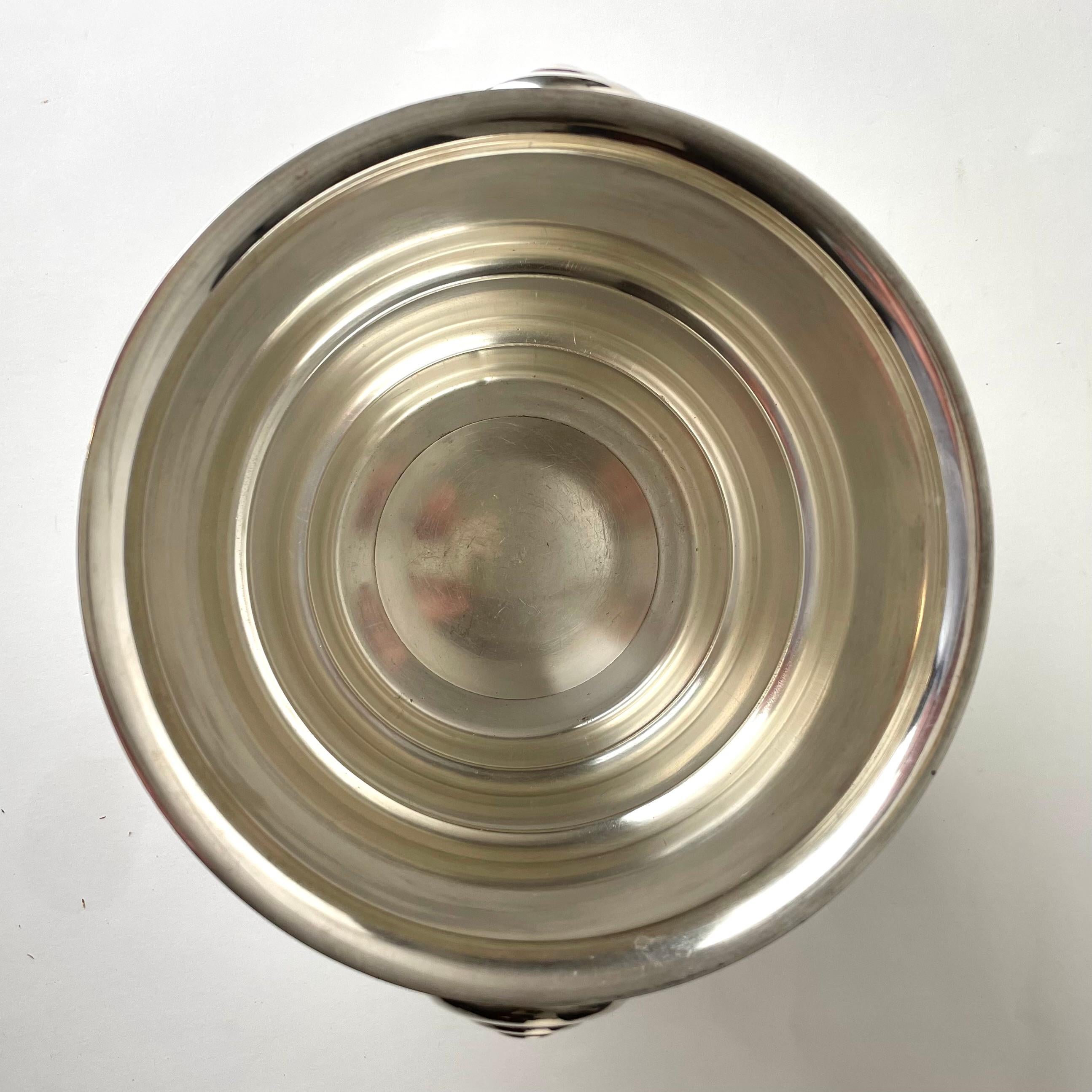 Silvered Art Deco, silver plated Champagne Cooler from 1920s or 1930s For Sale