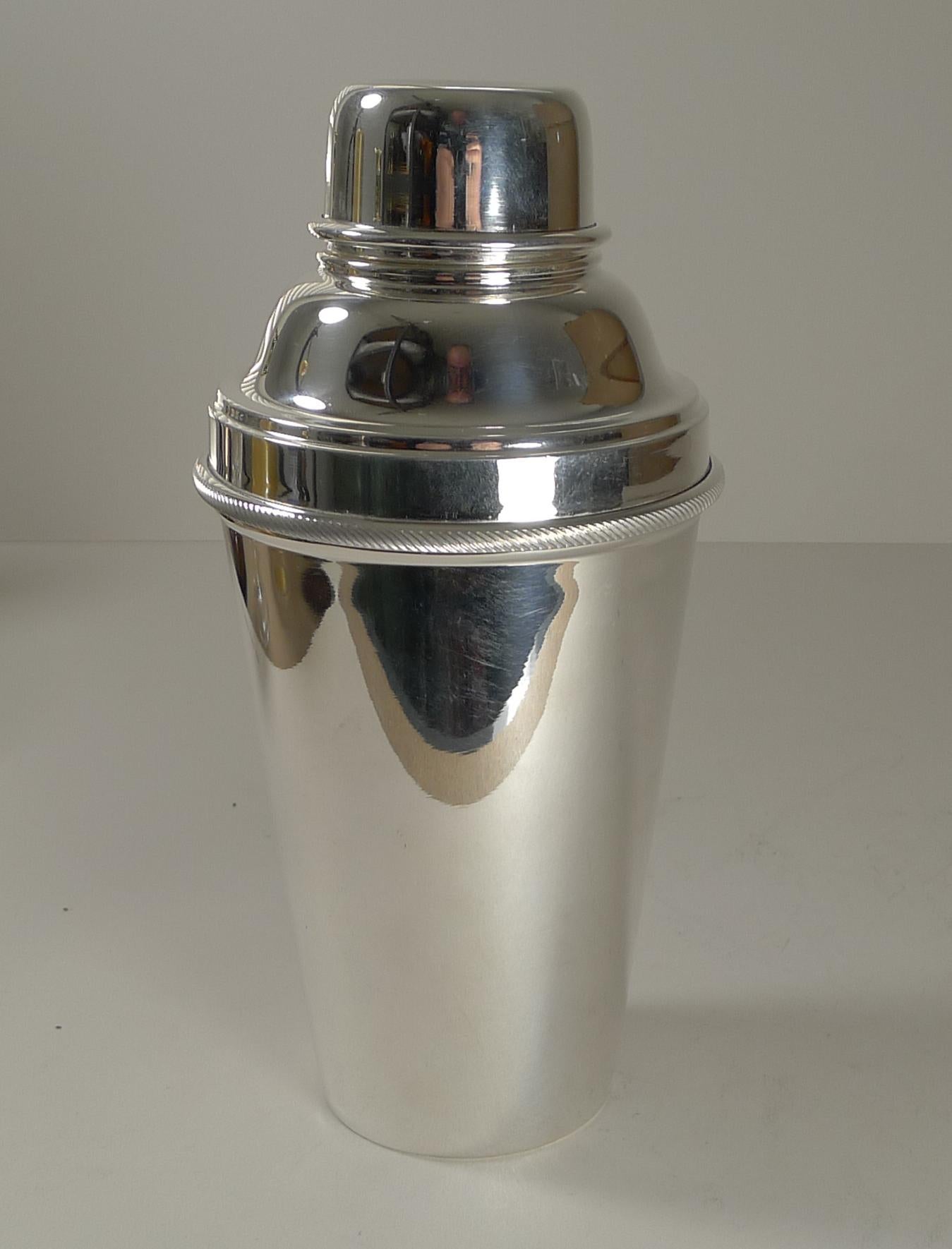 European Art Deco Silver Plated Cocktail Shaker by James Dixon & Sons