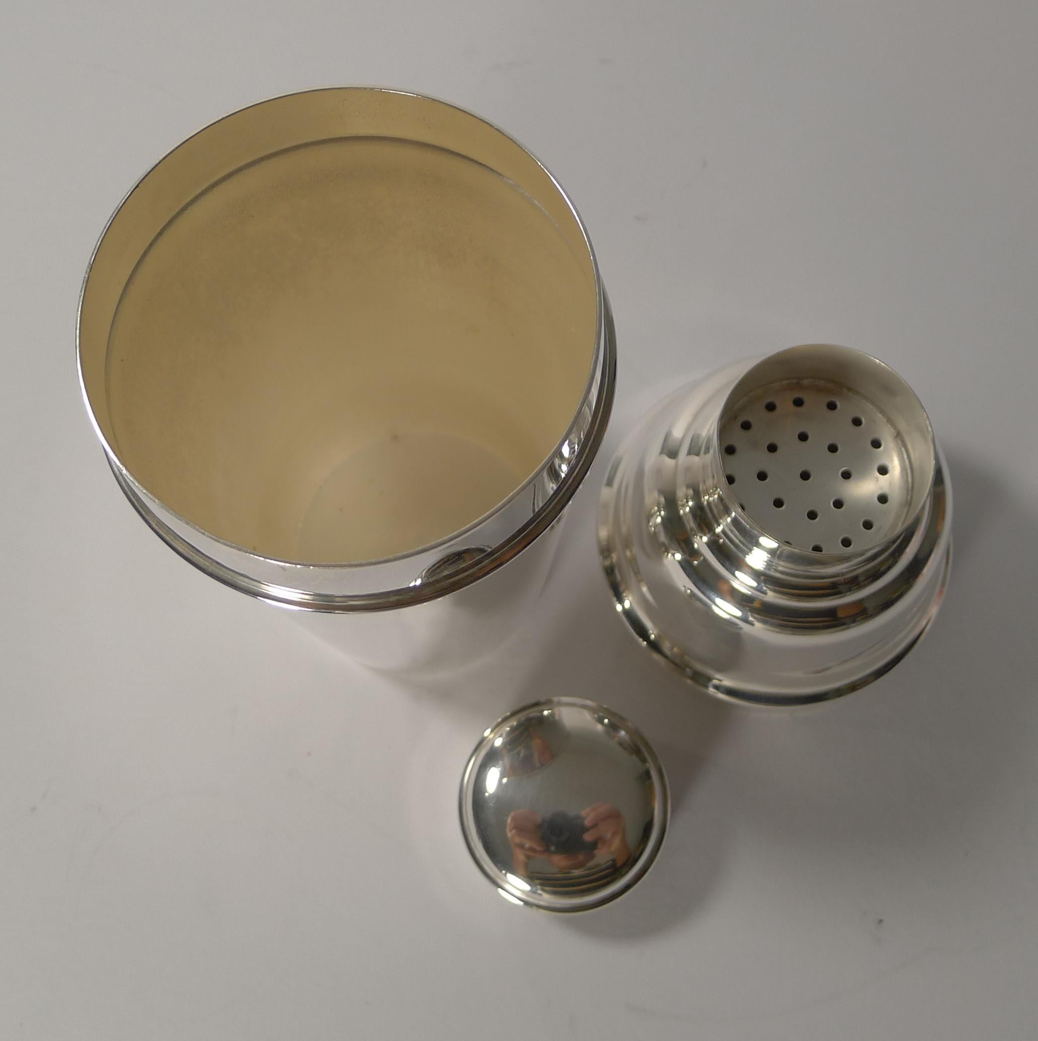 Early 20th Century Art Deco Silver Plated Cocktail Shaker by Mappin & Webb