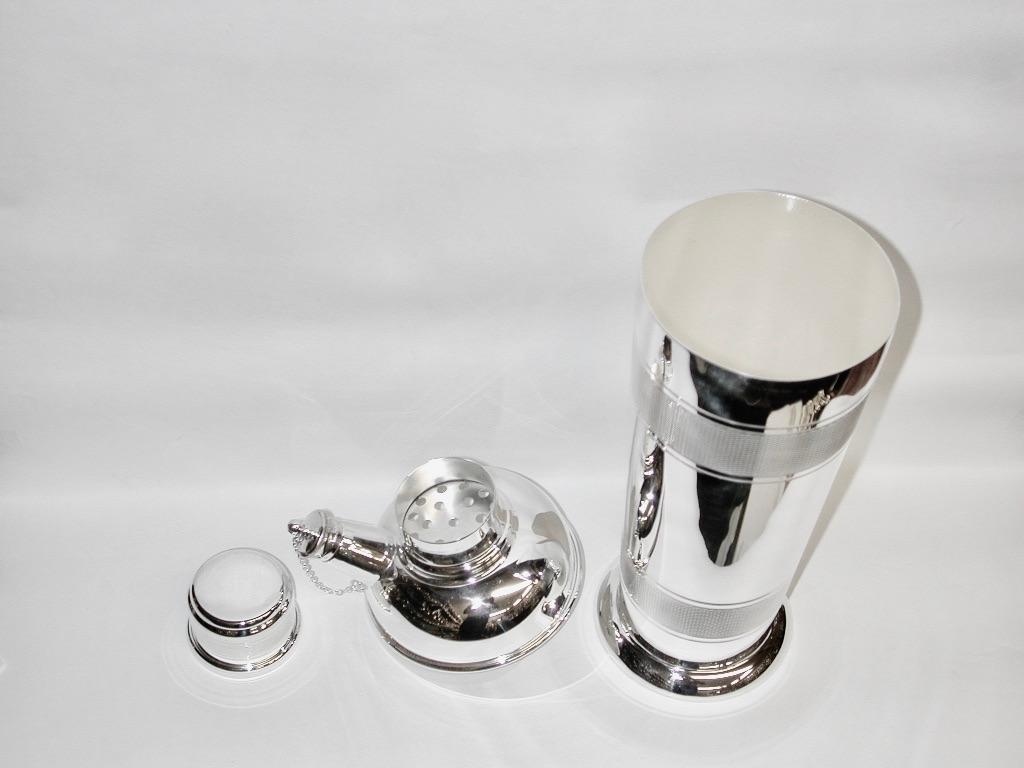 English Art Deco Silver Plated Cocktail Shaker, Dated Circa 1930, P H Vogel and Co
