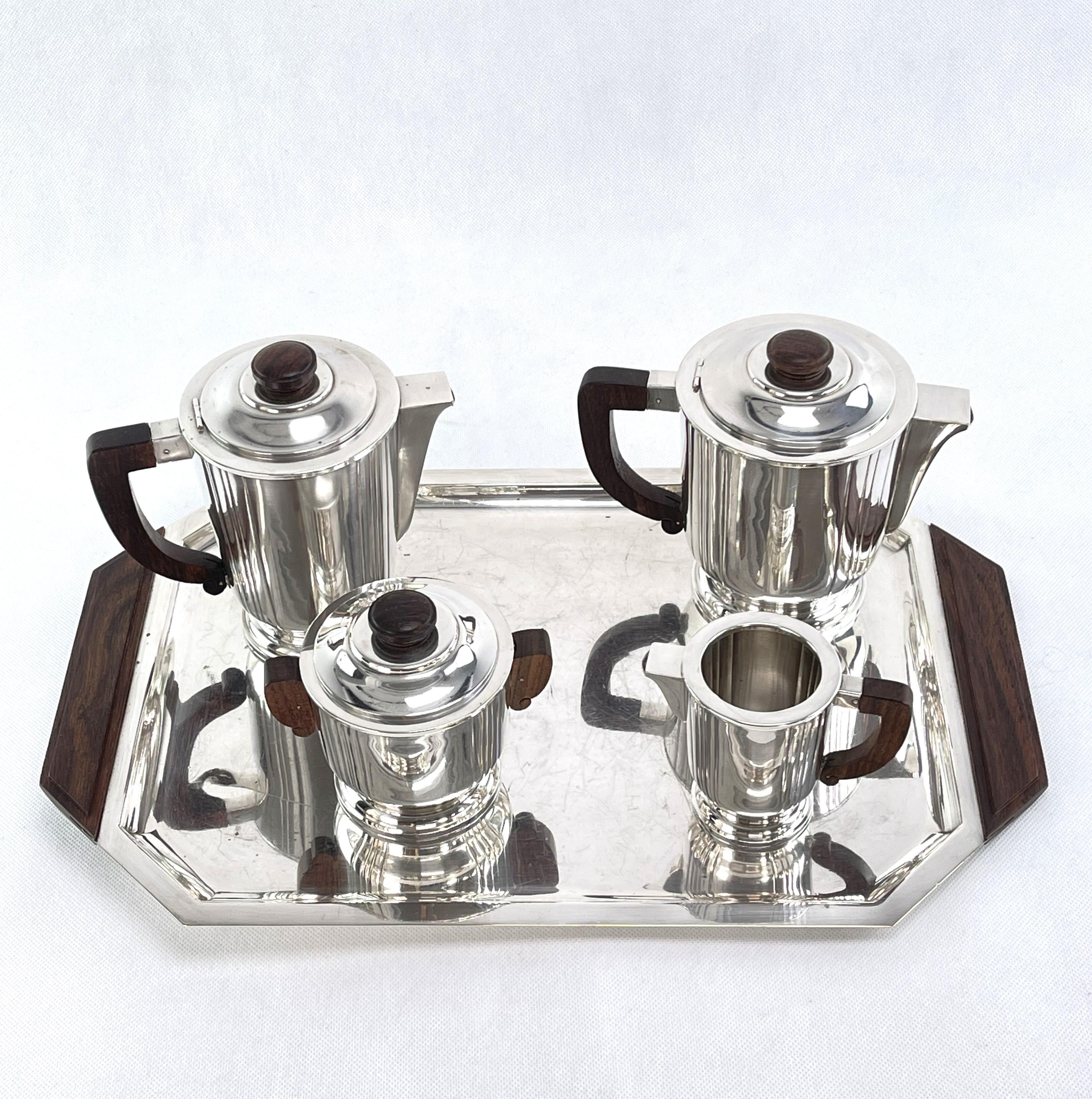 Early 20th Century Art Deco Silver Plated Coffee Set, 1920s For Sale