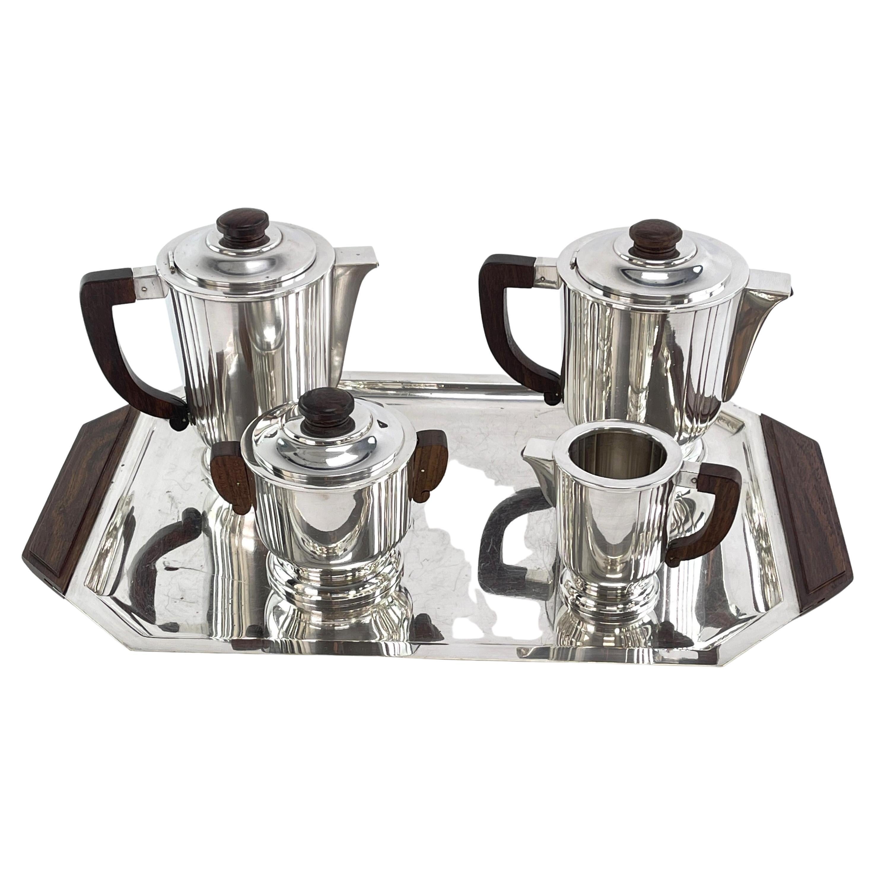 Art Deco Silver Plated Coffee Set, 1920s For Sale