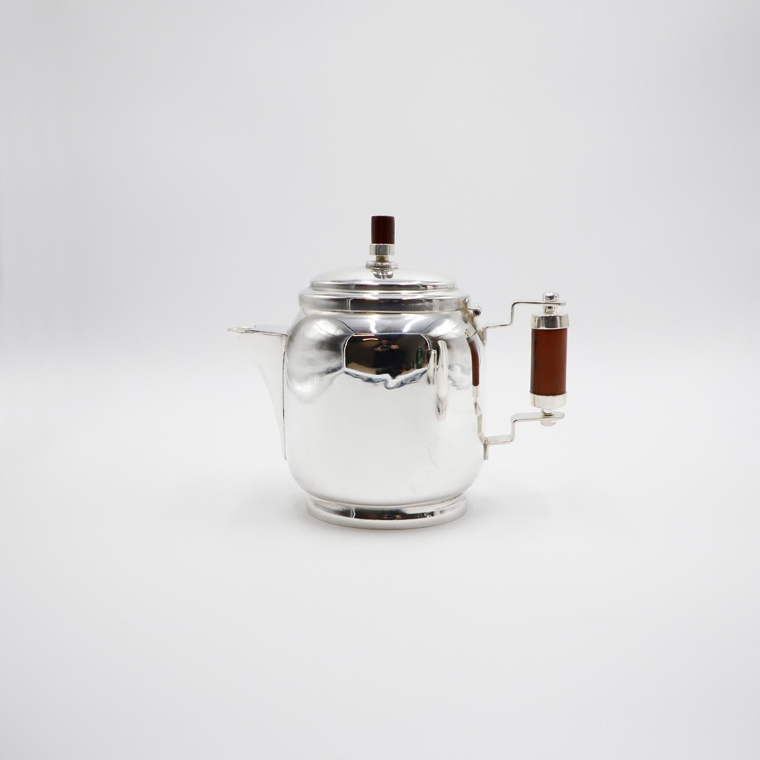 Silvered Art Deco Silver plated Coffee Set For Sale