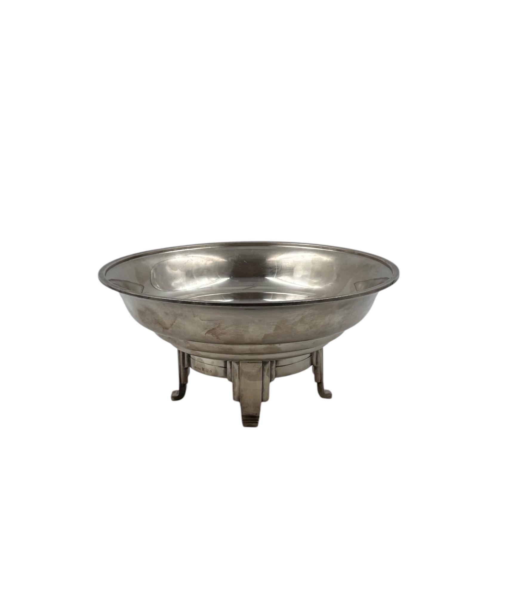 Art Deco versilberter Coup / vide poche, Ercuis Frankreich 1940er Jahre (Mid-20th Century) im Angebot