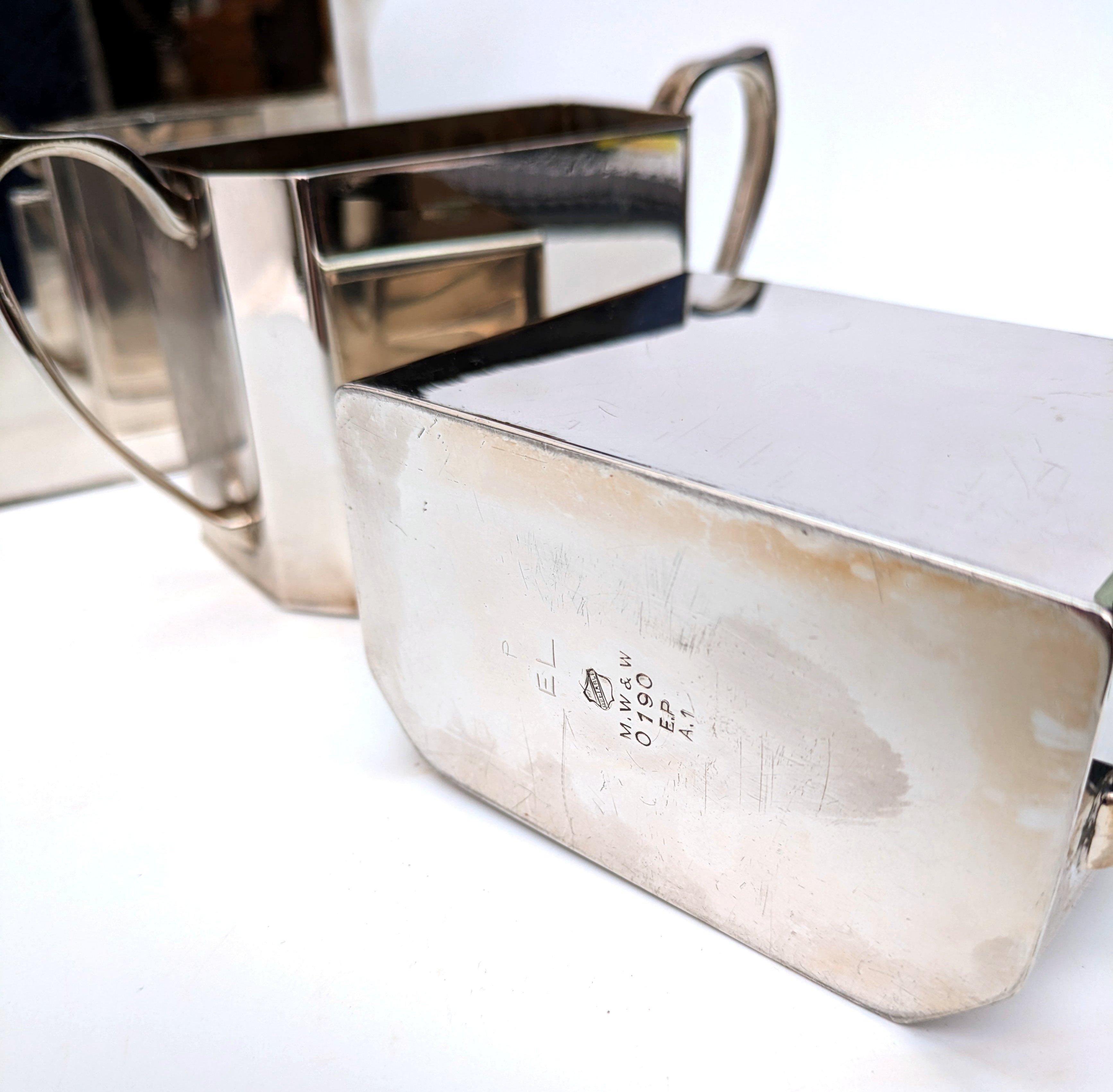 Cubo Art Decó plateado con bandeja, Sheffield, Inglaterra, c1930 en venta 4