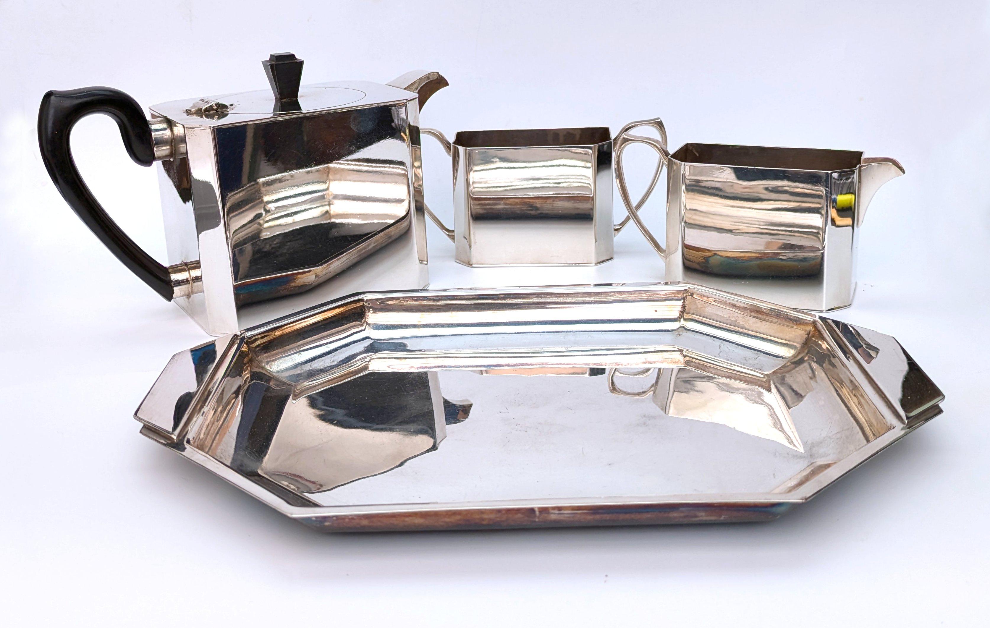 Cubo Art Decó plateado con bandeja, Sheffield, Inglaterra, c1930 en venta 1