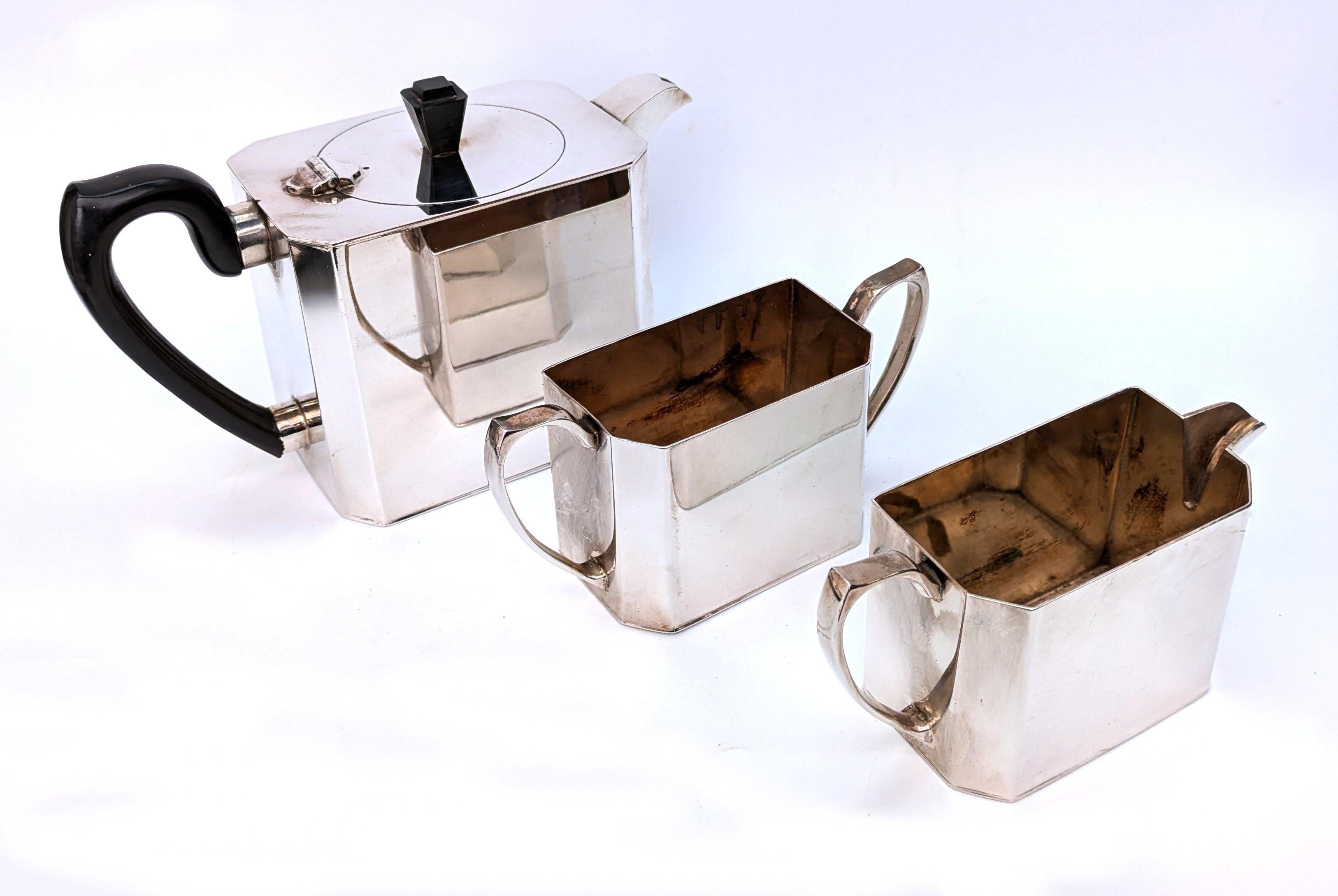 Cubo Art Decó plateado con bandeja, Sheffield, Inglaterra, c1930 en venta 3