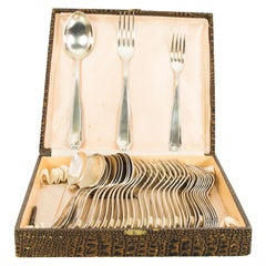 Art Deco Silver-Plated Cutlery in Snakeskin Box