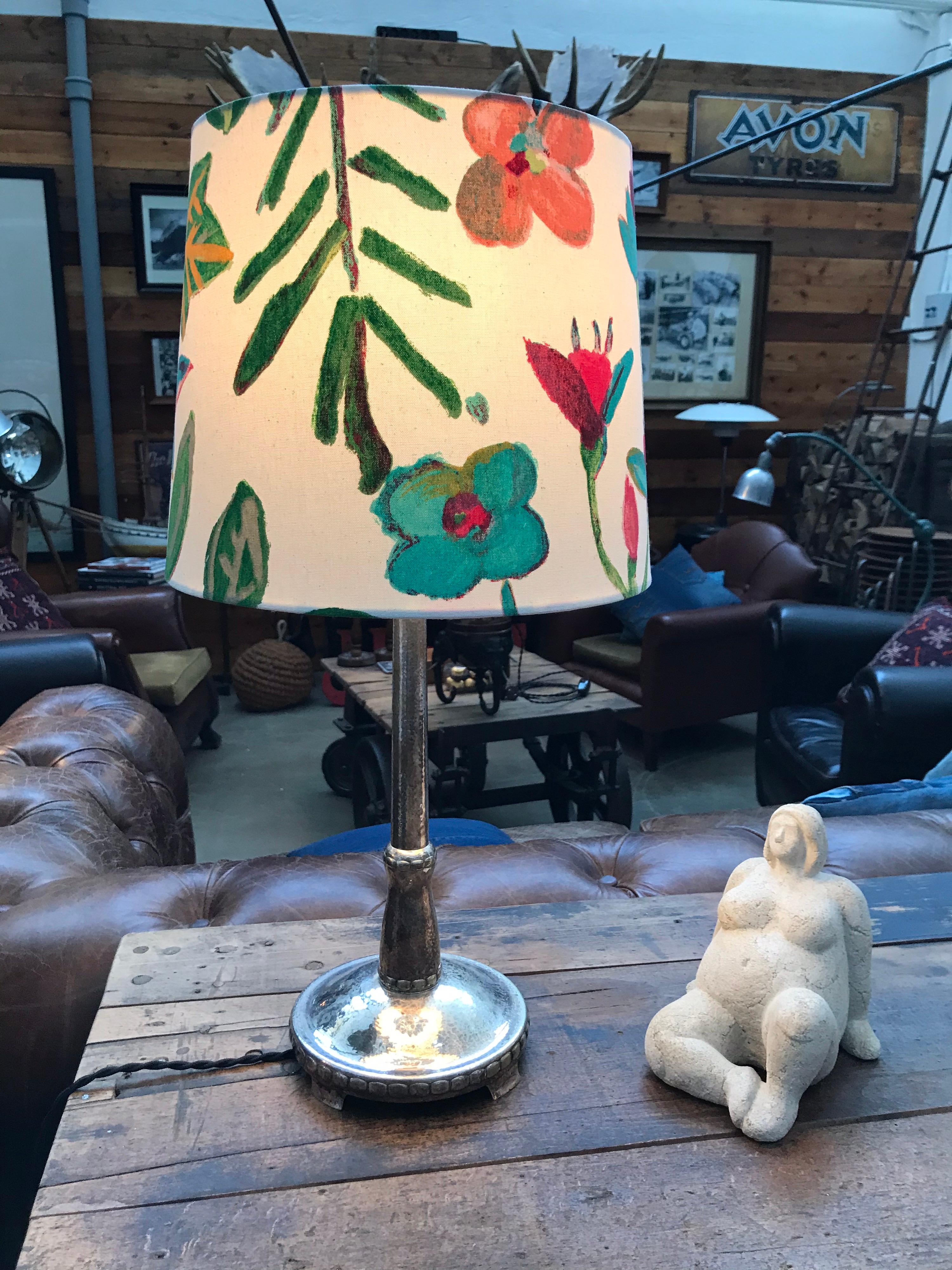 Art Deco Silver Plated Danish Table Lamp with a Limited Edition ArtbyMaj Shade 2