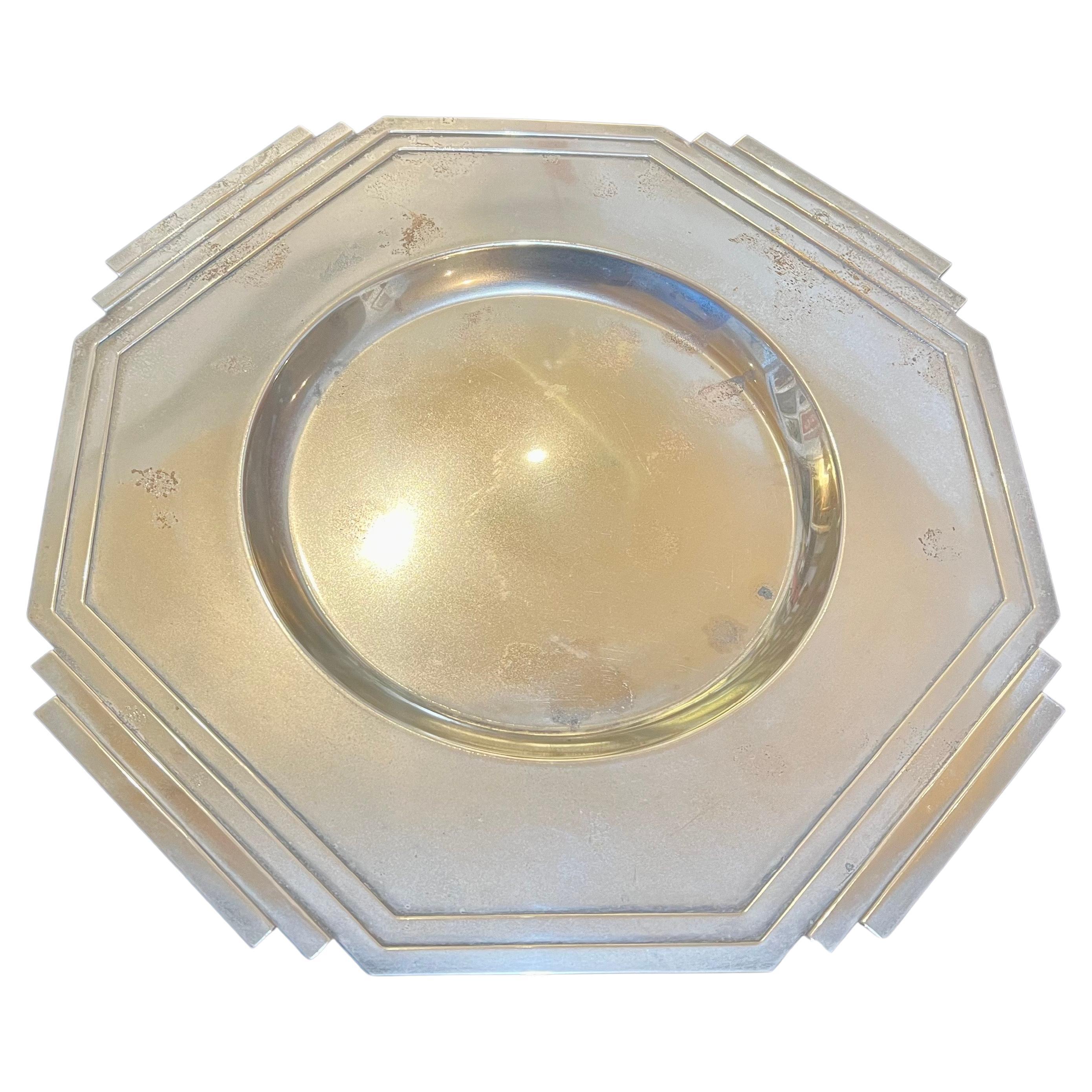 Hong Kong Art Deco Silver Plated Decorative Plate by Larry Laslo For Towle