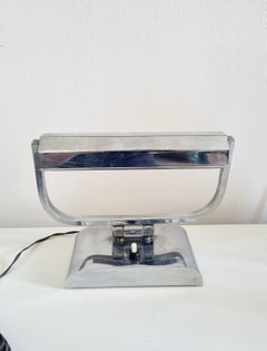 Lampe de bureau ou de table Art Déco en métal argenté, Italie années 40