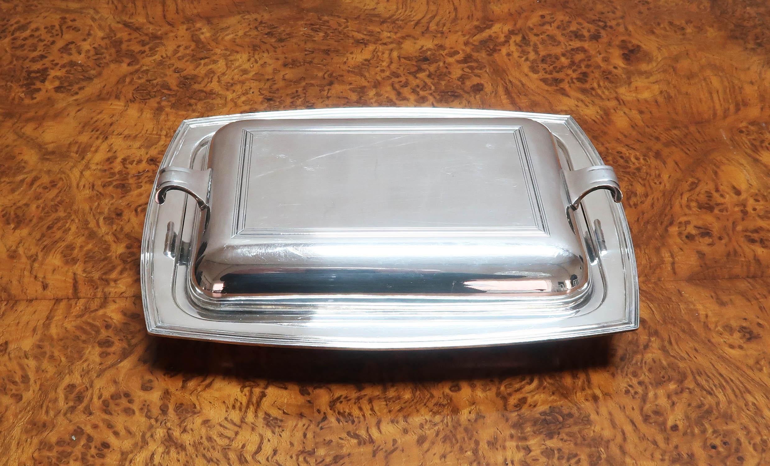 Mid-20th Century Art Deco Silver Plated Entree or Serving Dish, English C.1930 For Sale