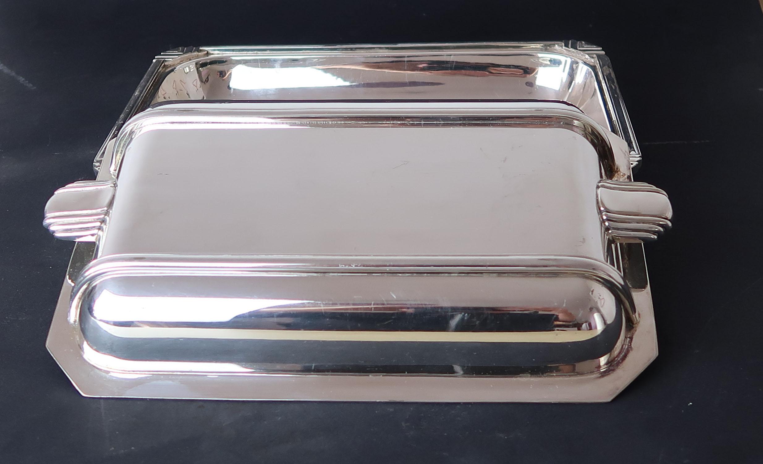 Art Deco Silver Plated Entree or Serving Dish, English C.1930 1