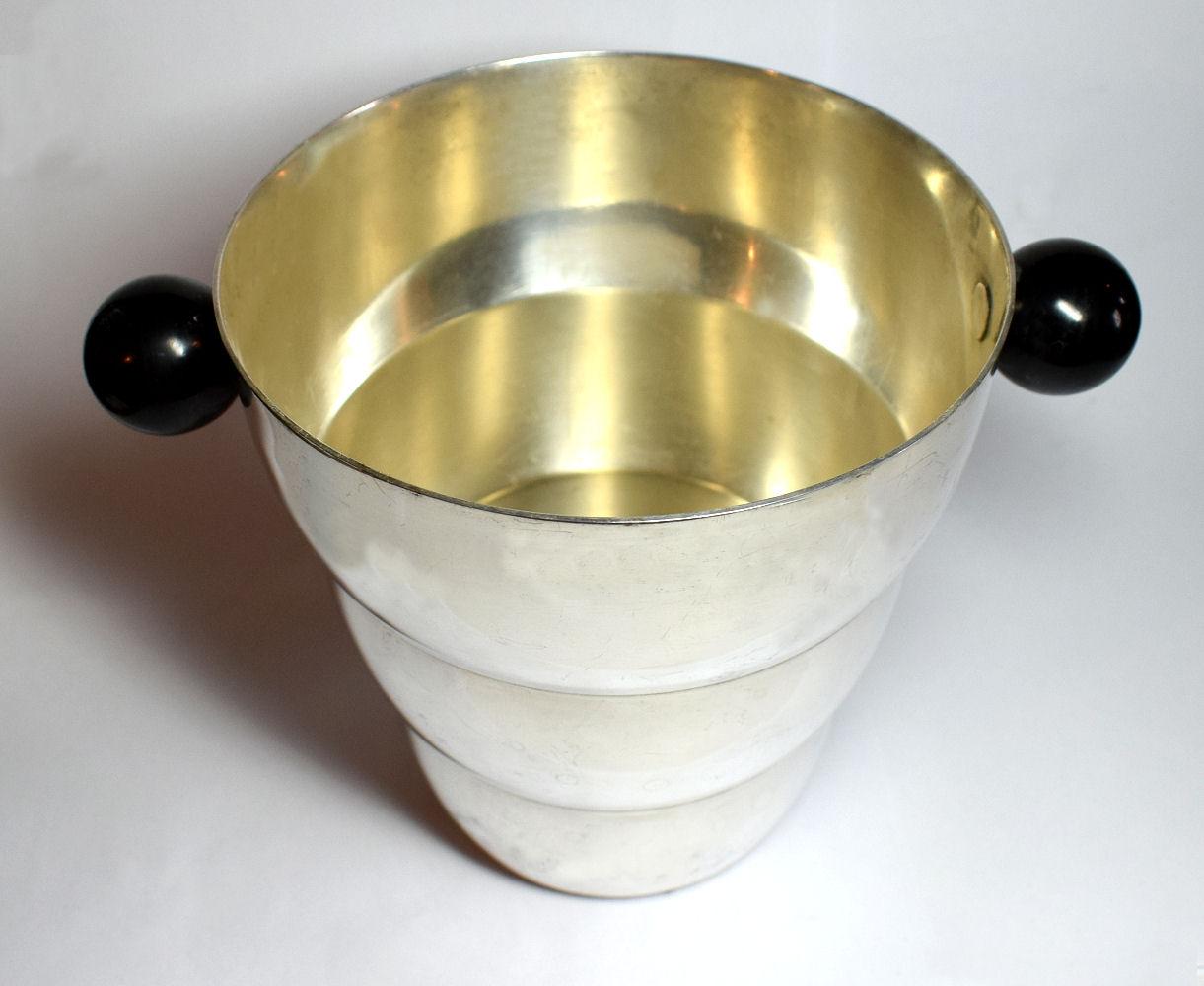 Art Deco Silver Plated French Ice Bucket In Good Condition In Devon, England
