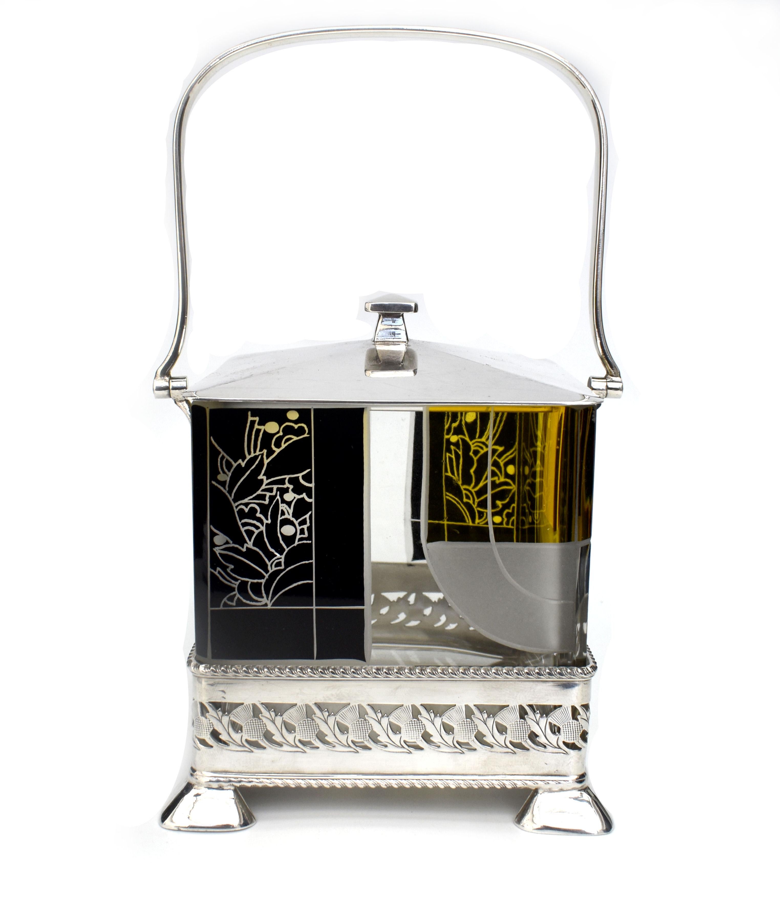 For your consideration is this very sophisticated cut glass preserve jar held in a silver plate stand with matching lid . You can quite imagine this being used at afternoon high tea being held at the Savoy hotel. The stand itself is very attractive,