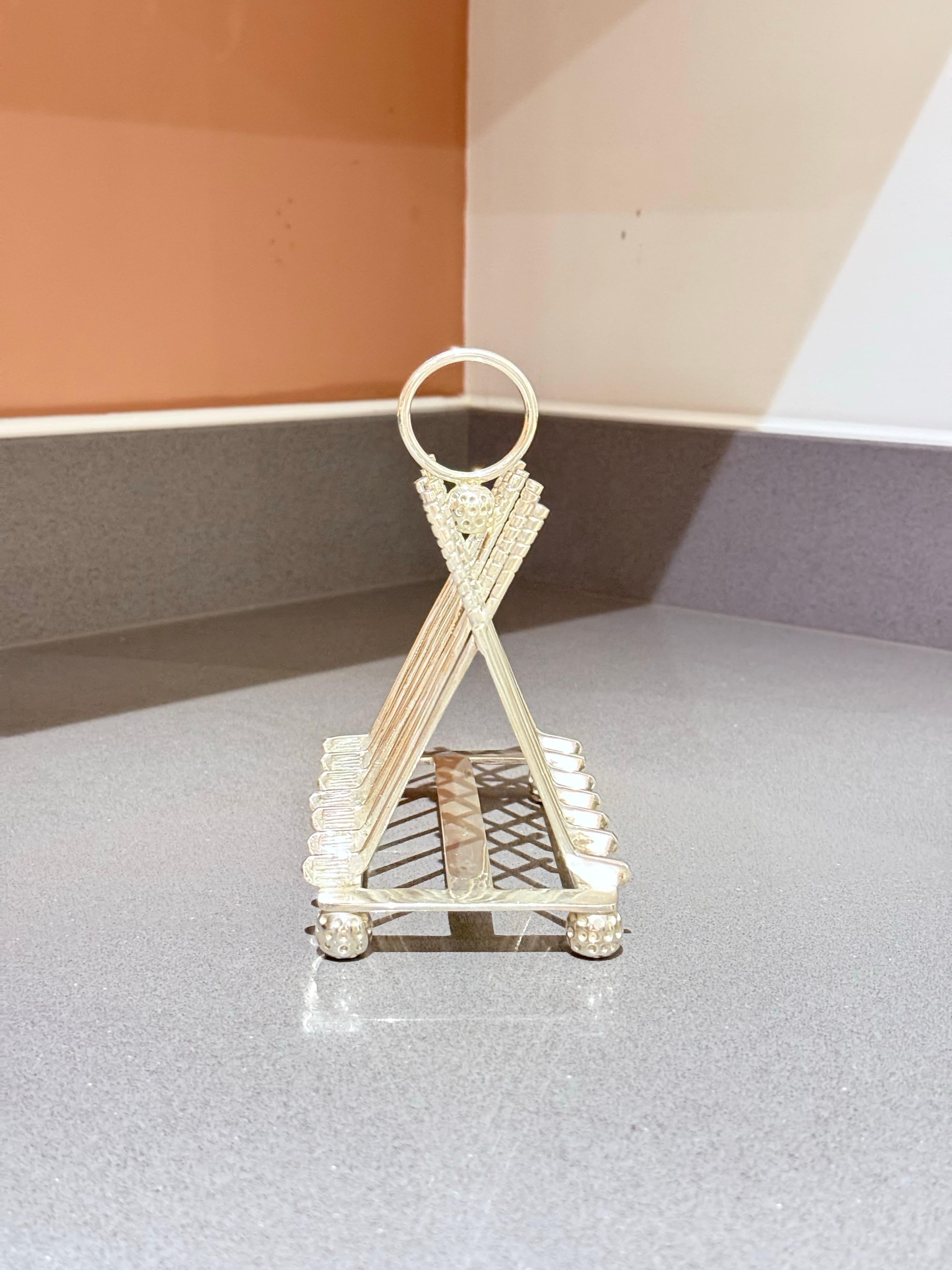 Art Deco Silver Plated Toast Rack Golf Ball and Club Vintage Luxury ...