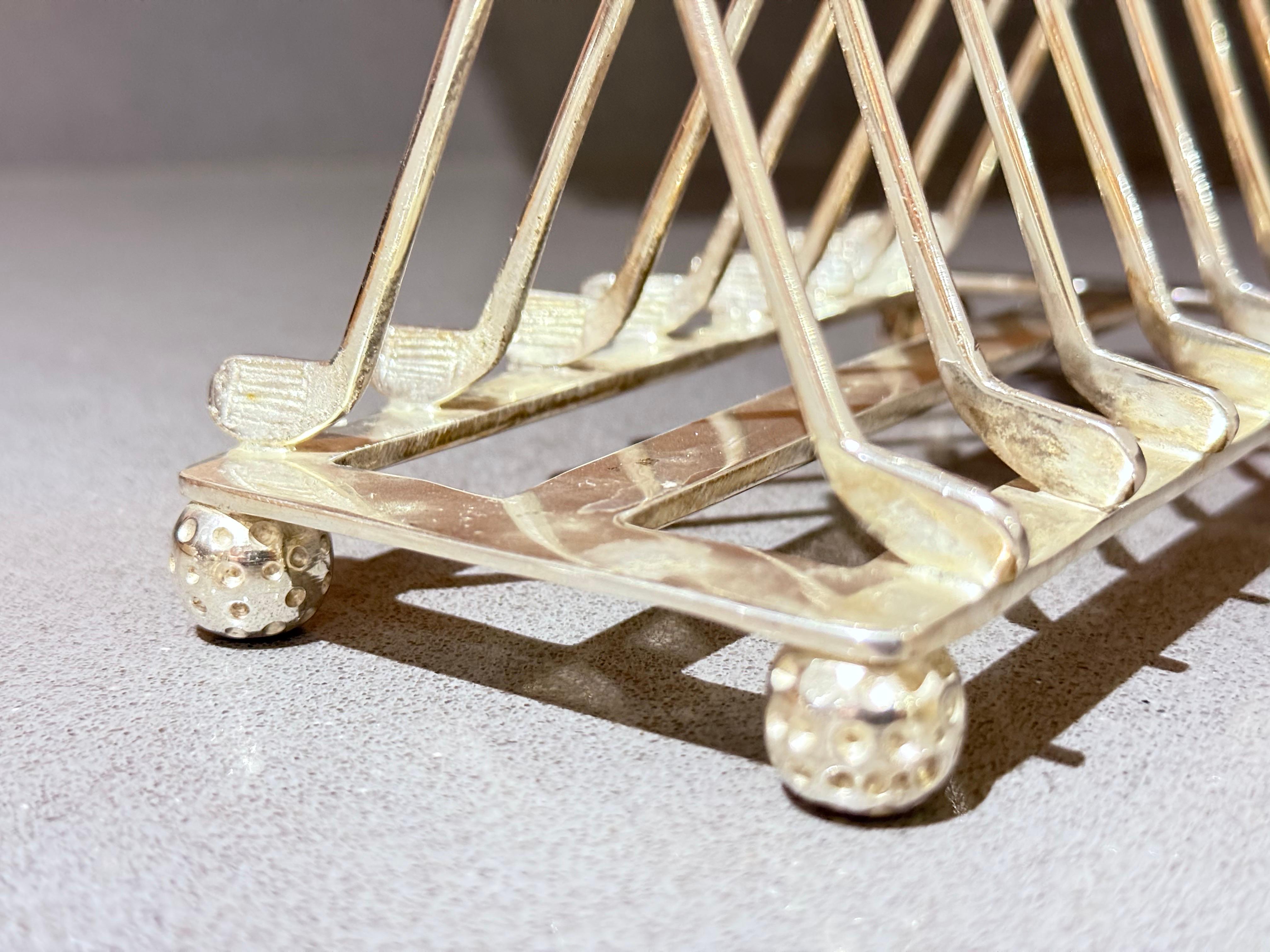 Art Deco Silver Plated Toast Rack Golf Ball and Club Vintage Luxury ...