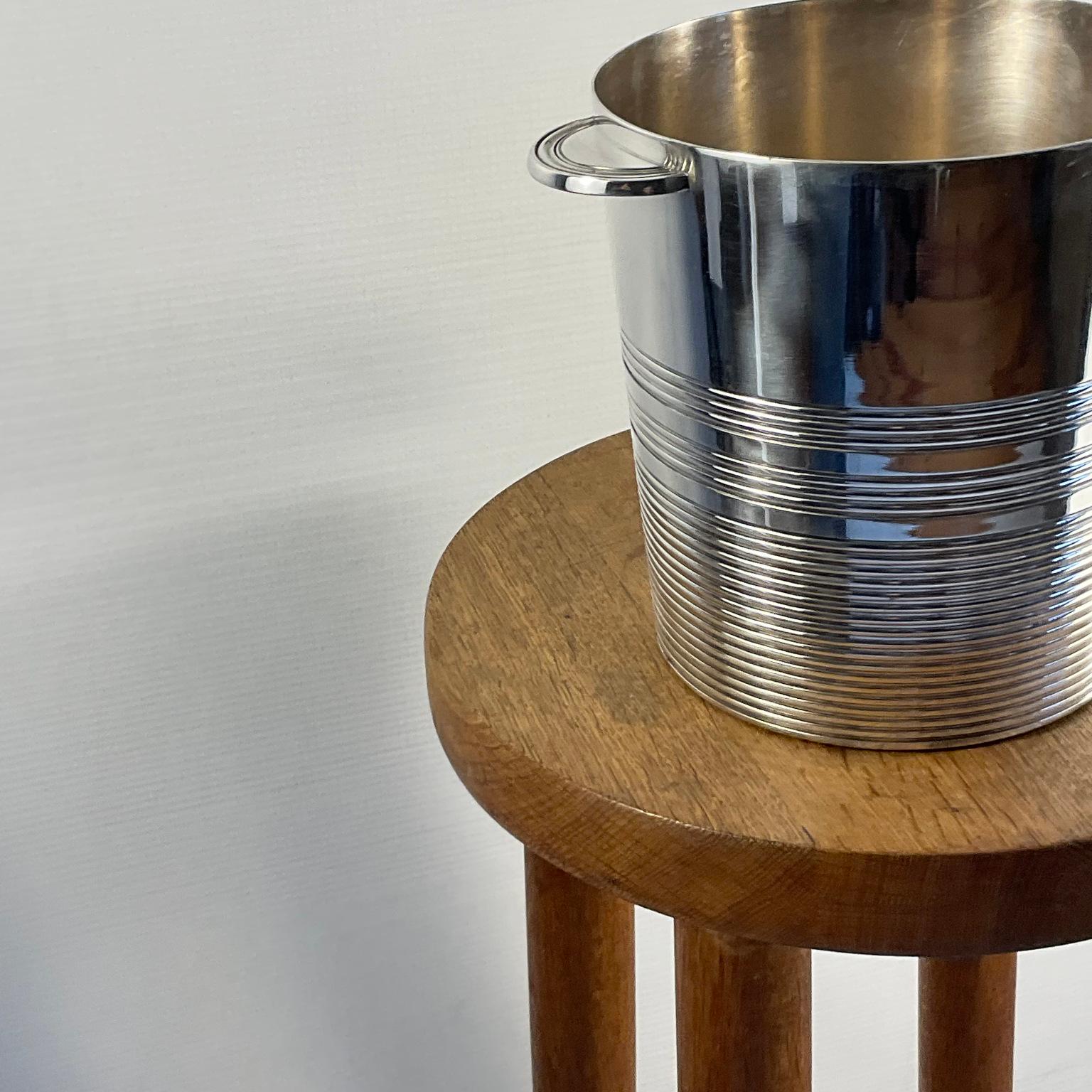 Art Deco Silver-Plated Champagne Bucket or Wine Cooler made by Goldsmith Maison Ercuis France 
