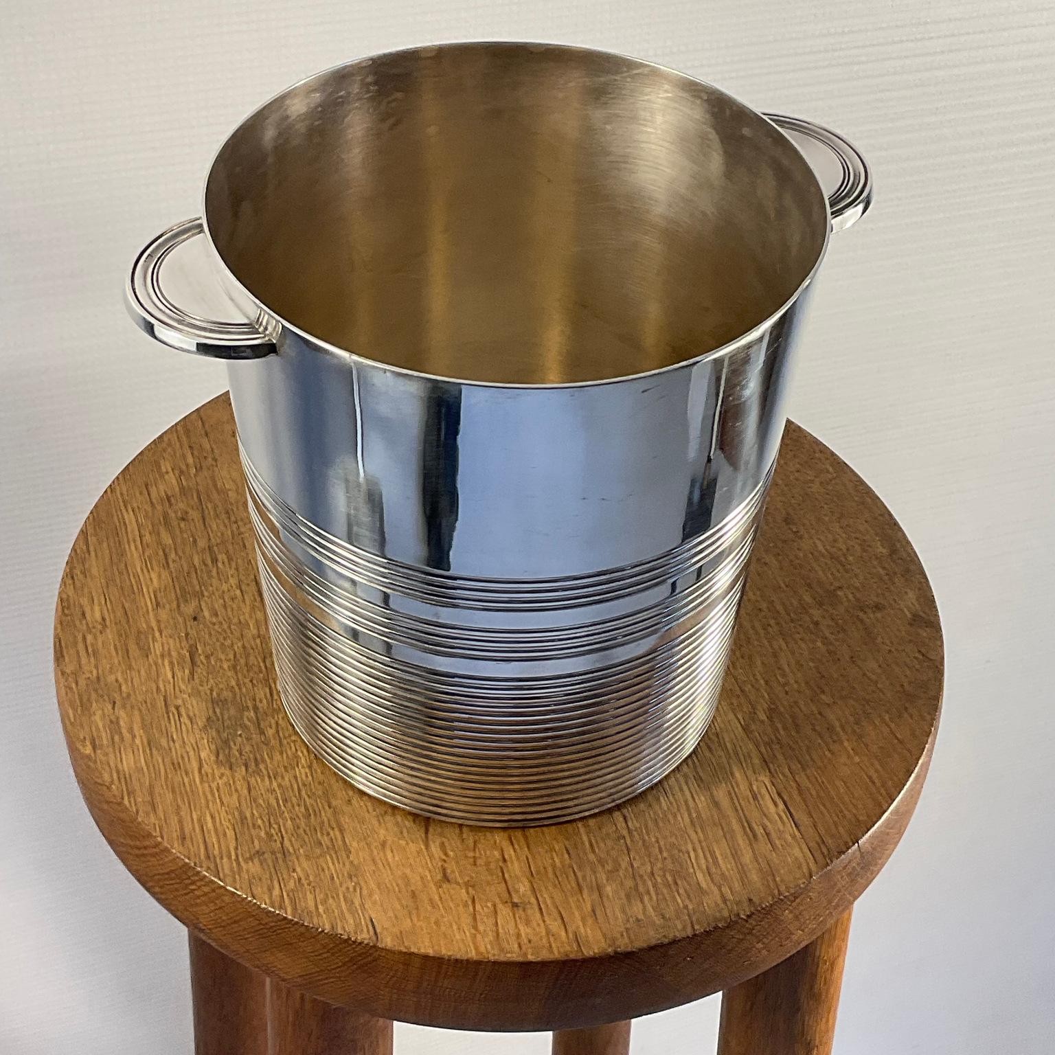 French Art Deco Silver Plated Wine Cooler or Champagne Bucket by Maison Ercuis Paris For Sale