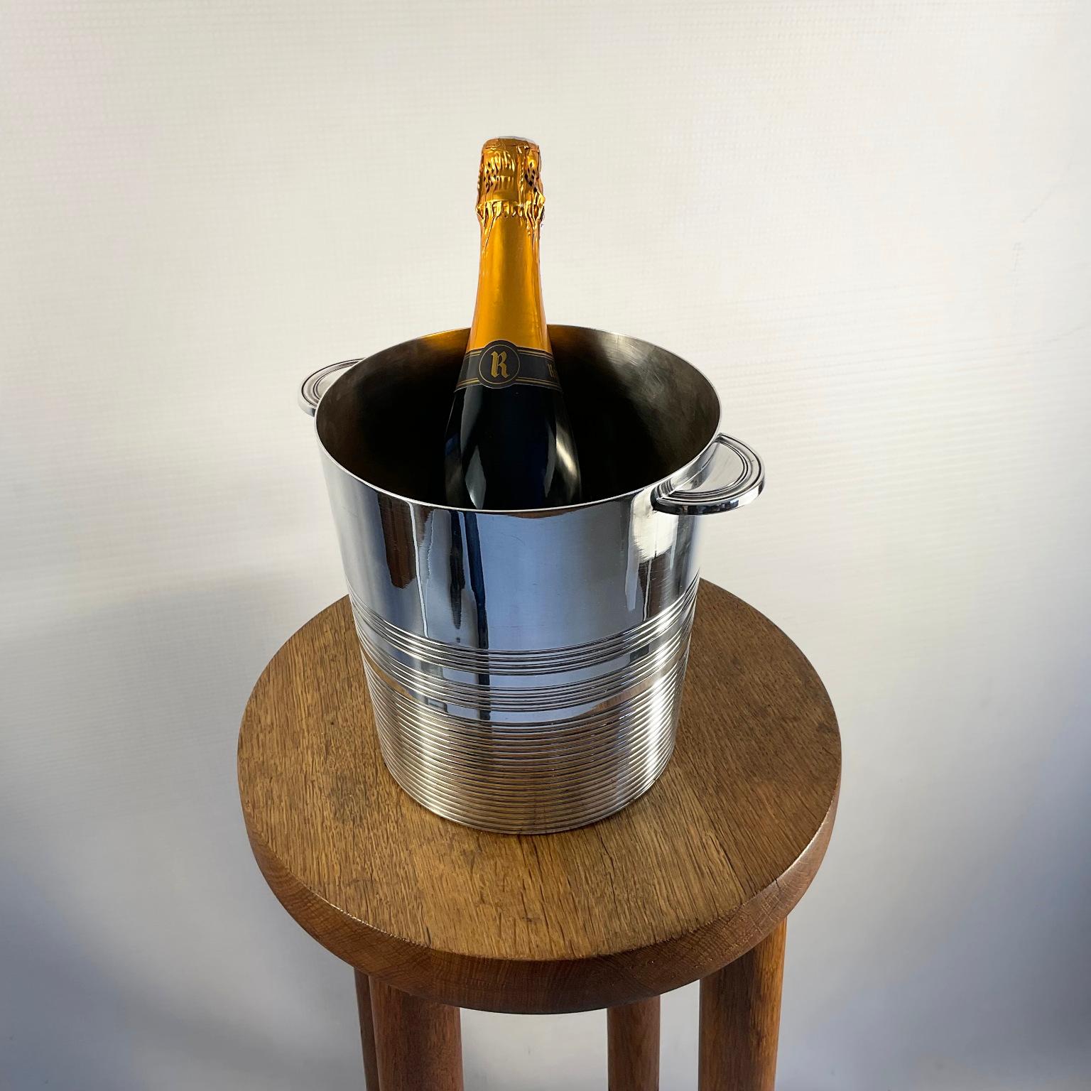 Art Deco Silver Plated Wine Cooler or Champagne Bucket by Maison Ercuis Paris In Good Condition For Sale In London, GB