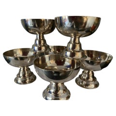 Vintage Art Deco Silver-Plated Ice Cream Bowls '6 Items'