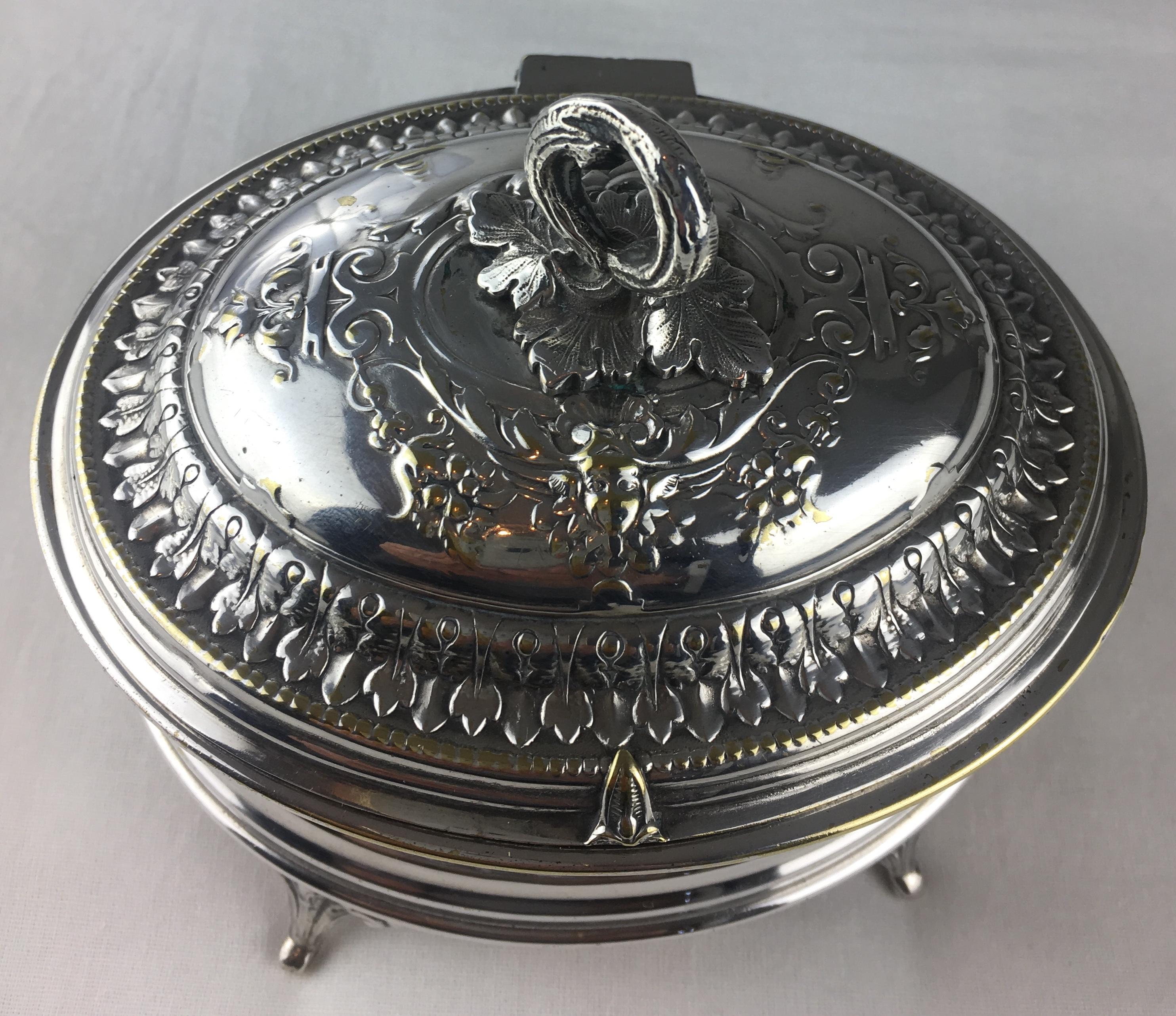 Art Deco Silver Plated Jewelry Box  1