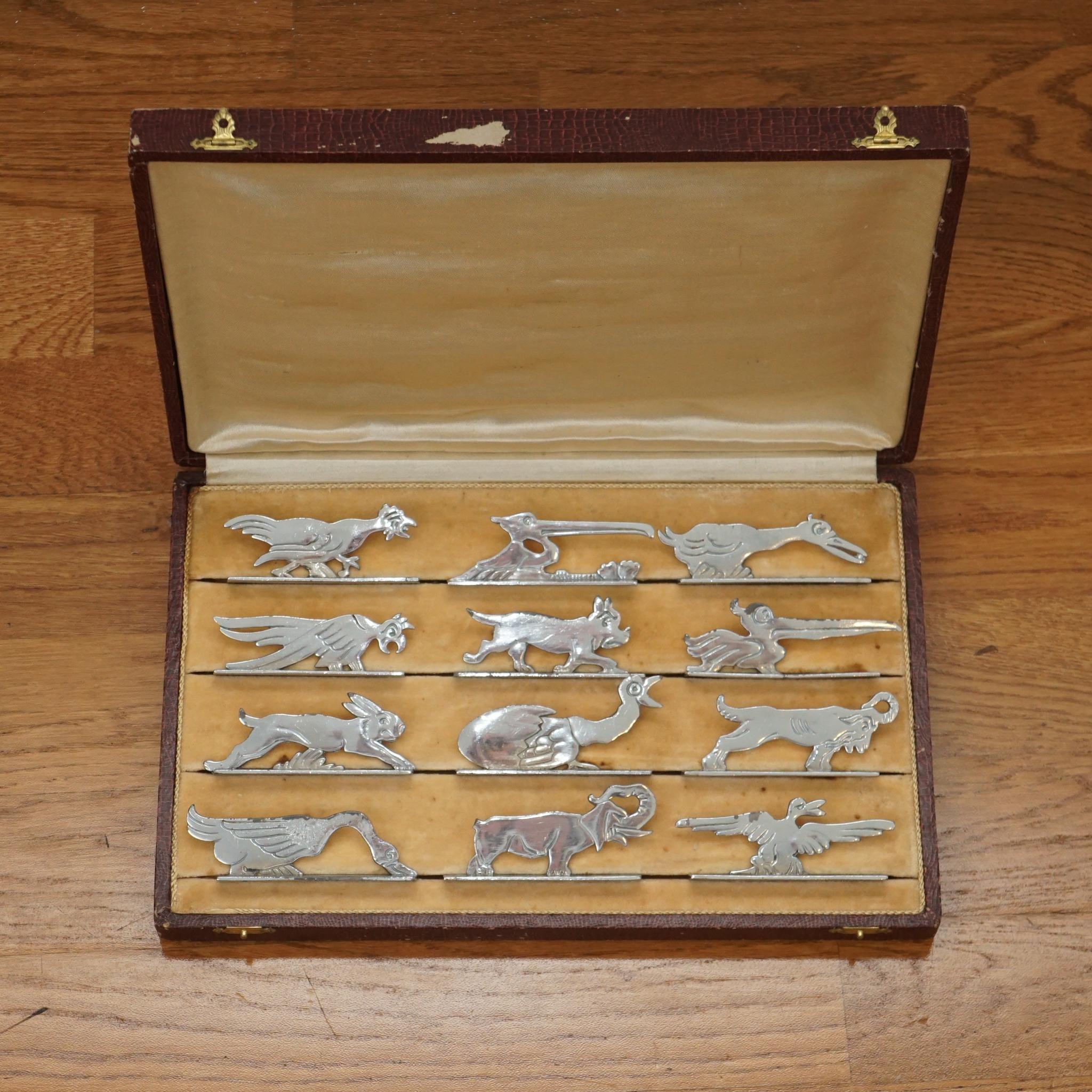 Art Deco Silver-Plated Knife Rests in Animal Forms For Sale 3