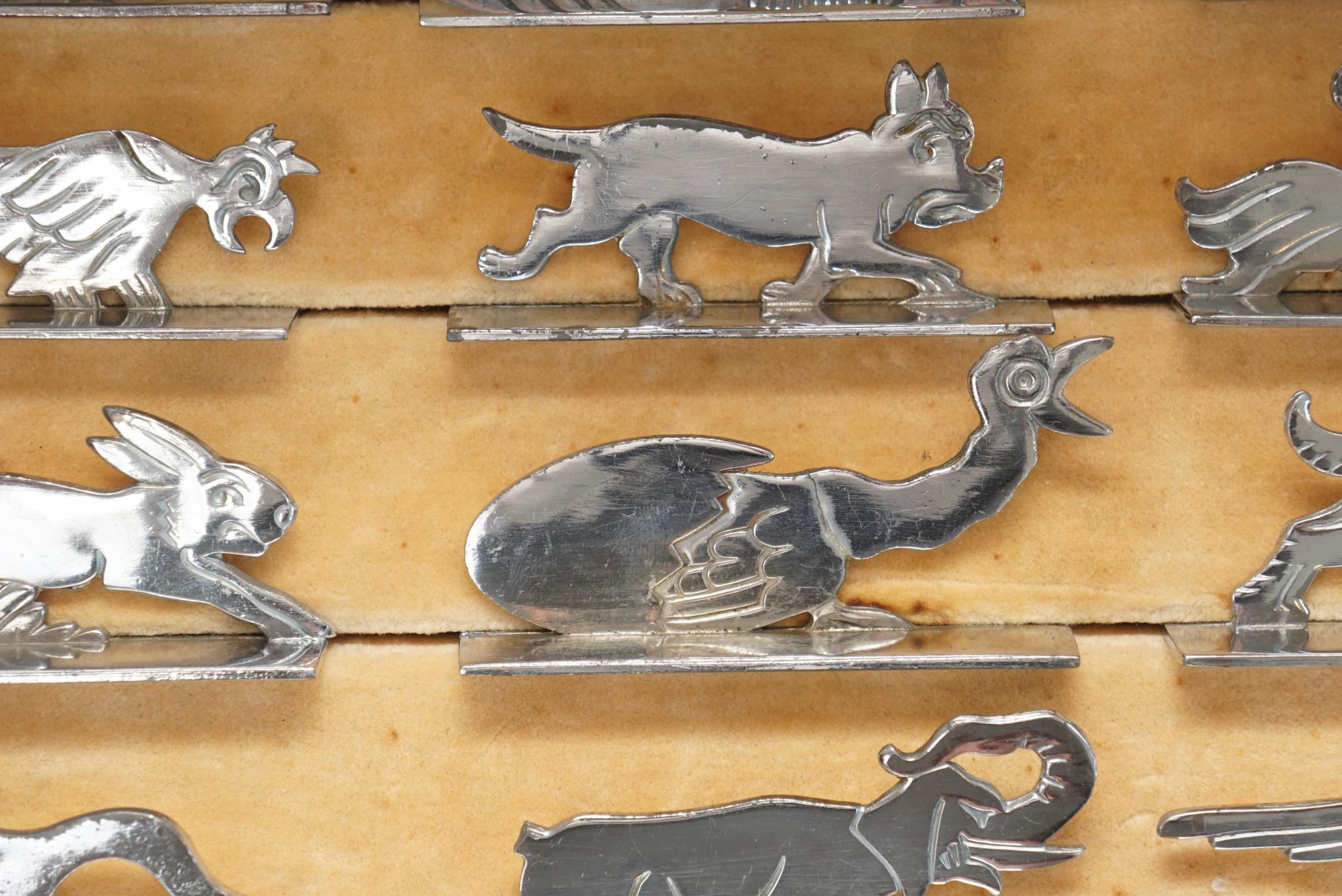 Metal Art Deco Silver-Plated Knife Rests in Animal Forms For Sale