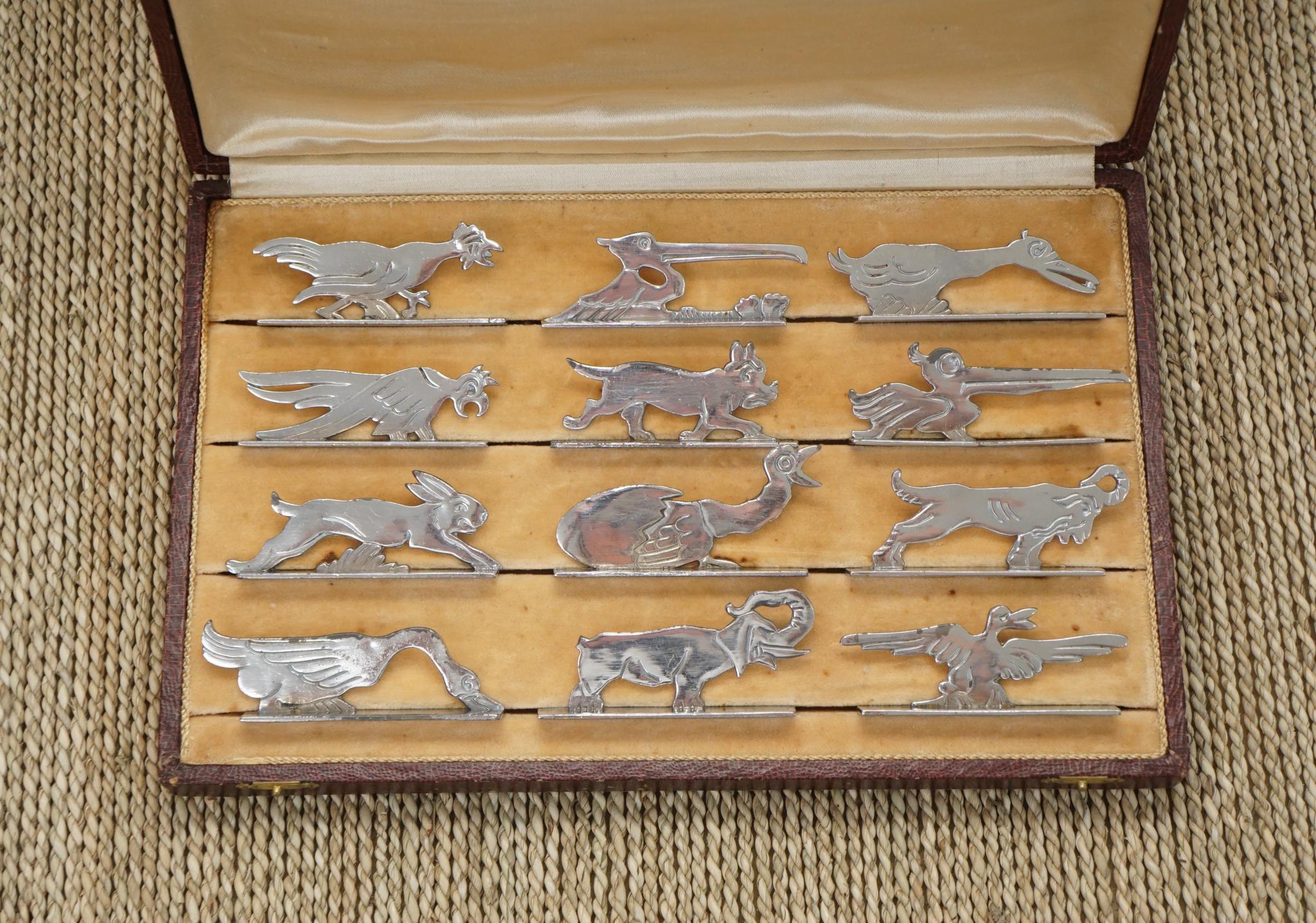 Art Deco Silver-Plated Knife Rests in Animal Forms For Sale 1