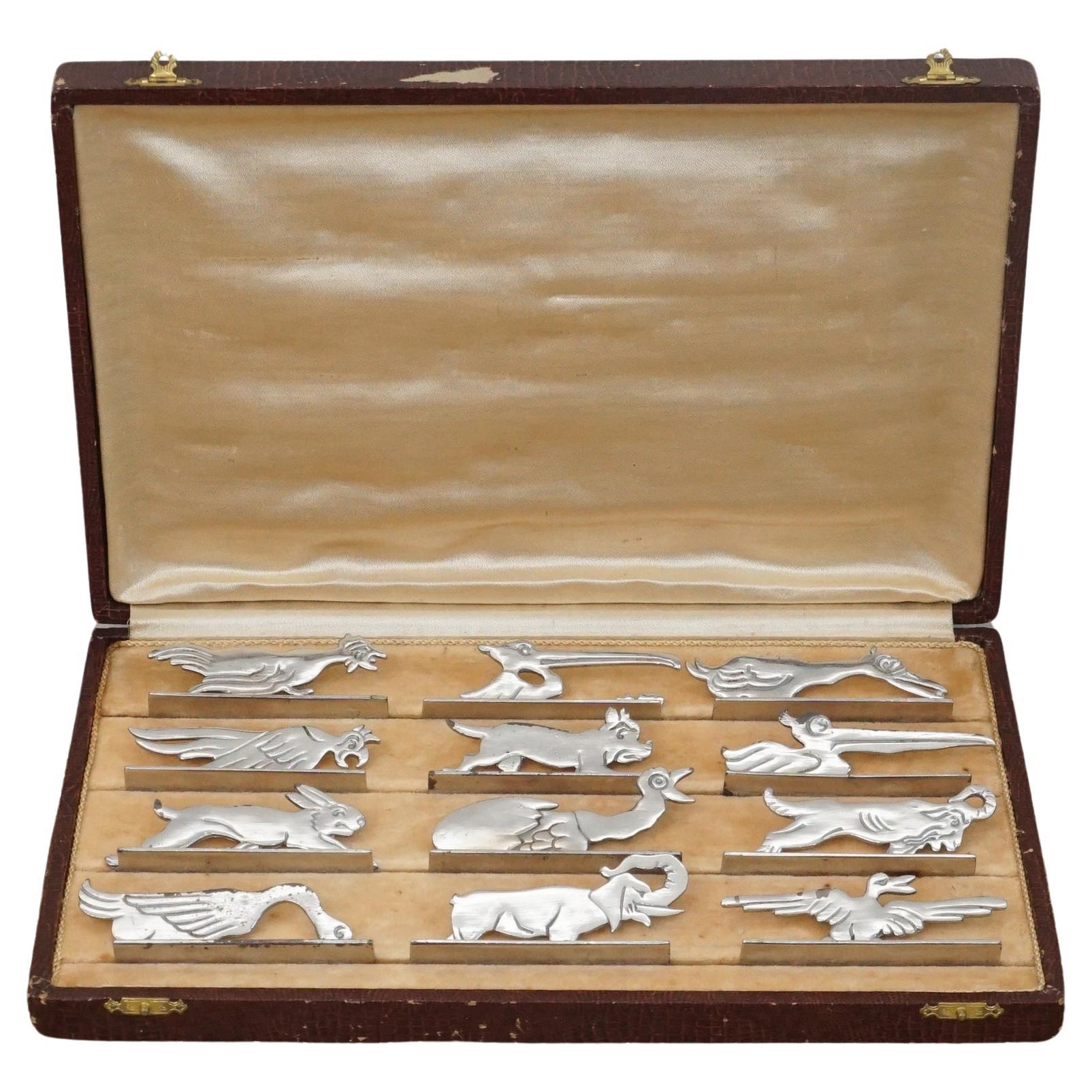 Art Deco Silver-Plated Knife Rests in Animal Forms For Sale
