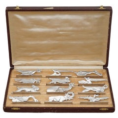 Art Deco Silver-Plated Knife Rests in Animal Forms