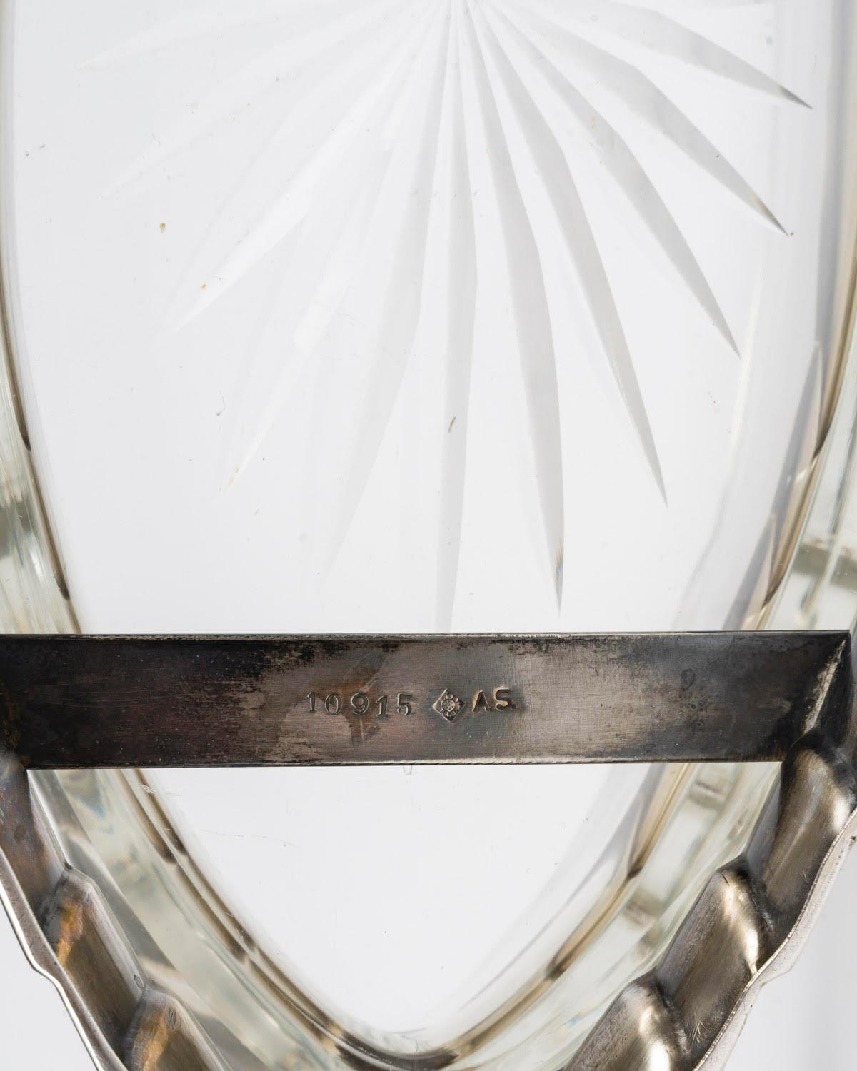 Bol Art déco en métal argenté et cristal, 1930. en vente 2