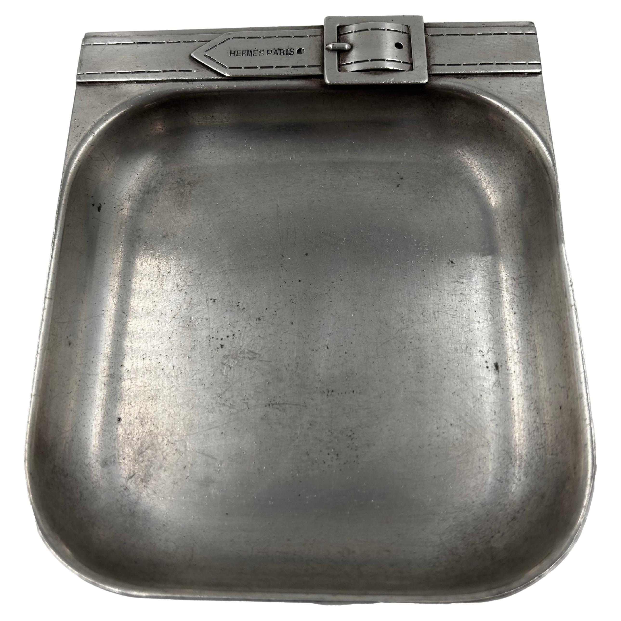 Art Deco Silver-Plated Metal Ashtray, Hermès Paris, France, ca. 1930s