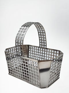 Art Deco Silver-Plated Metal Basket by Josef Hoffmann for Wiener Werkstätte