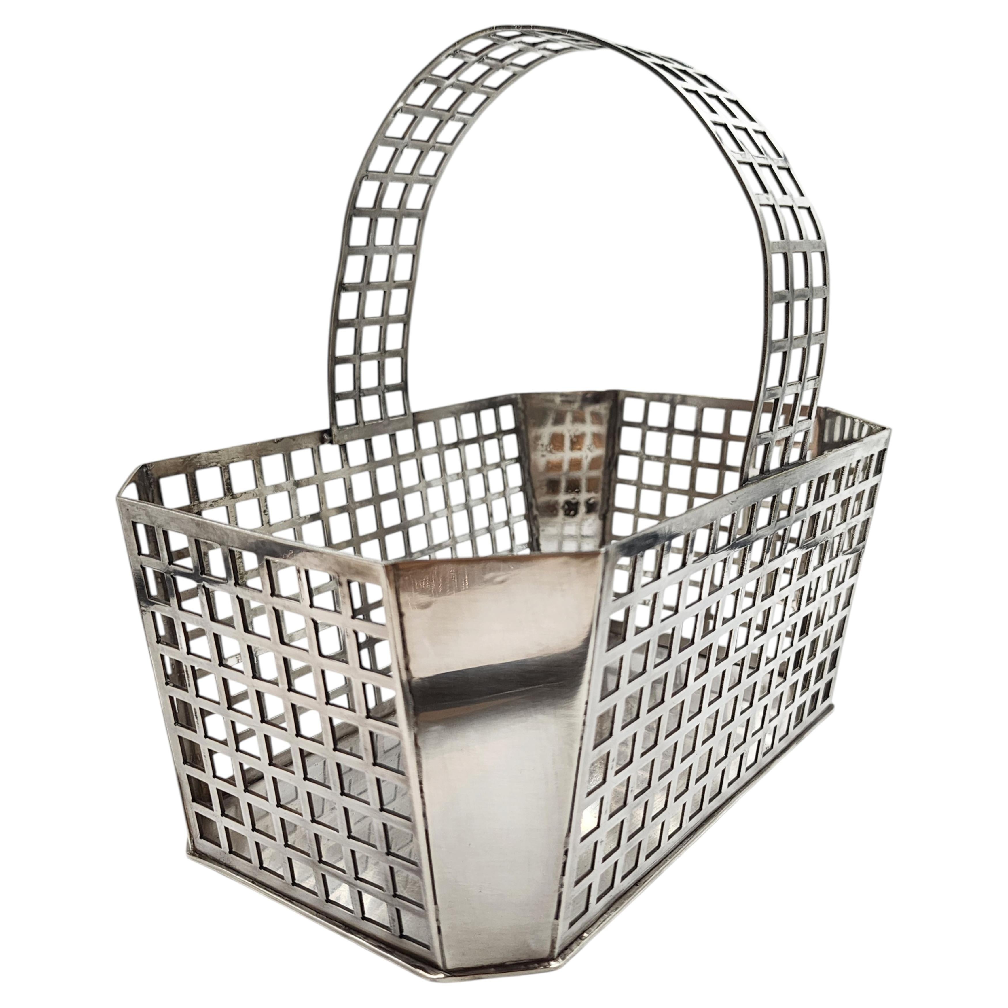 Art Deco Silver-Plated Metal Basket by Josef Hoffmann for Wiener Werkstätte