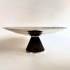 Large Art Deco Silver Plated Pedestal Dish