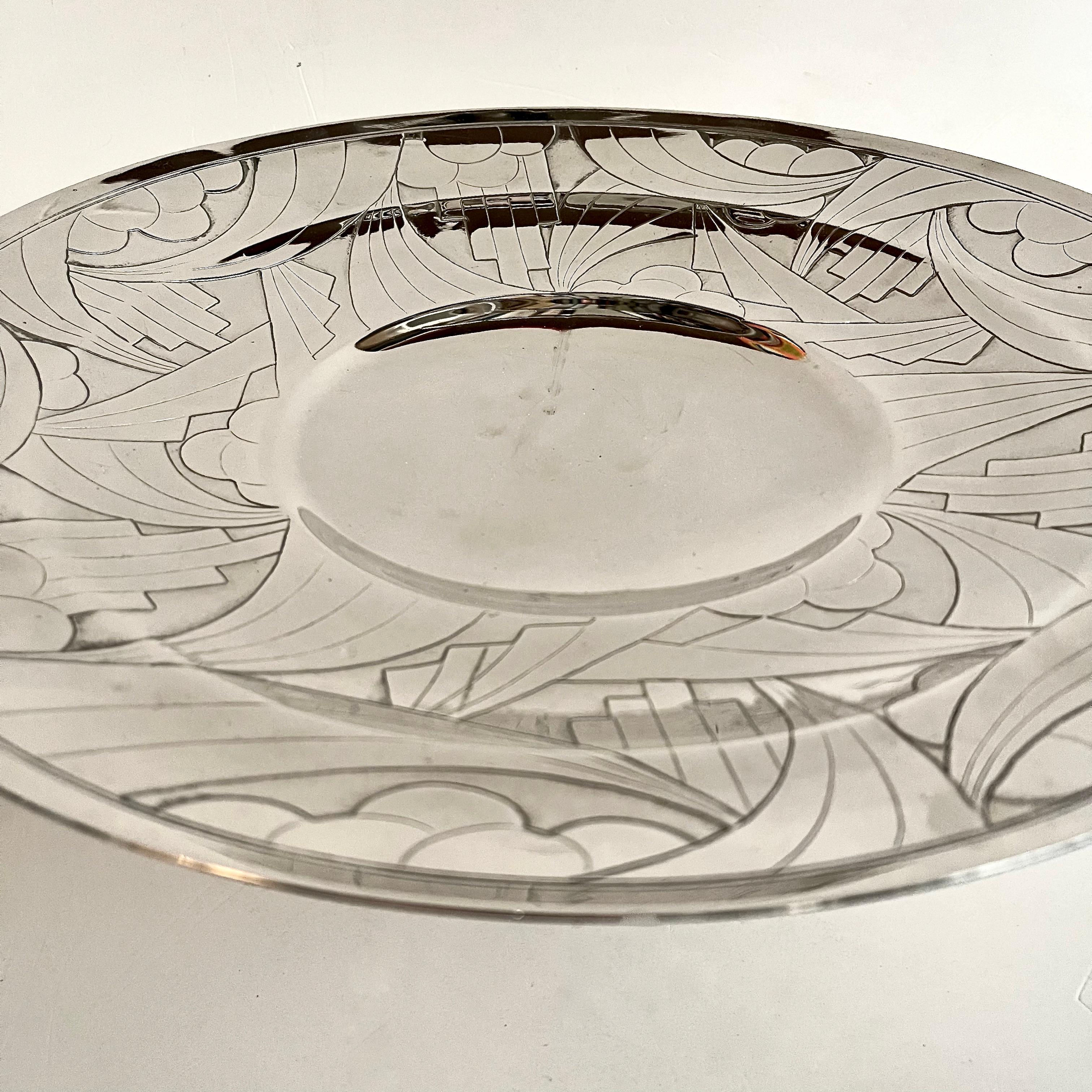 Mid-20th Century Large Art Deco Silver Plated Pedestal Bowl  For Sale
