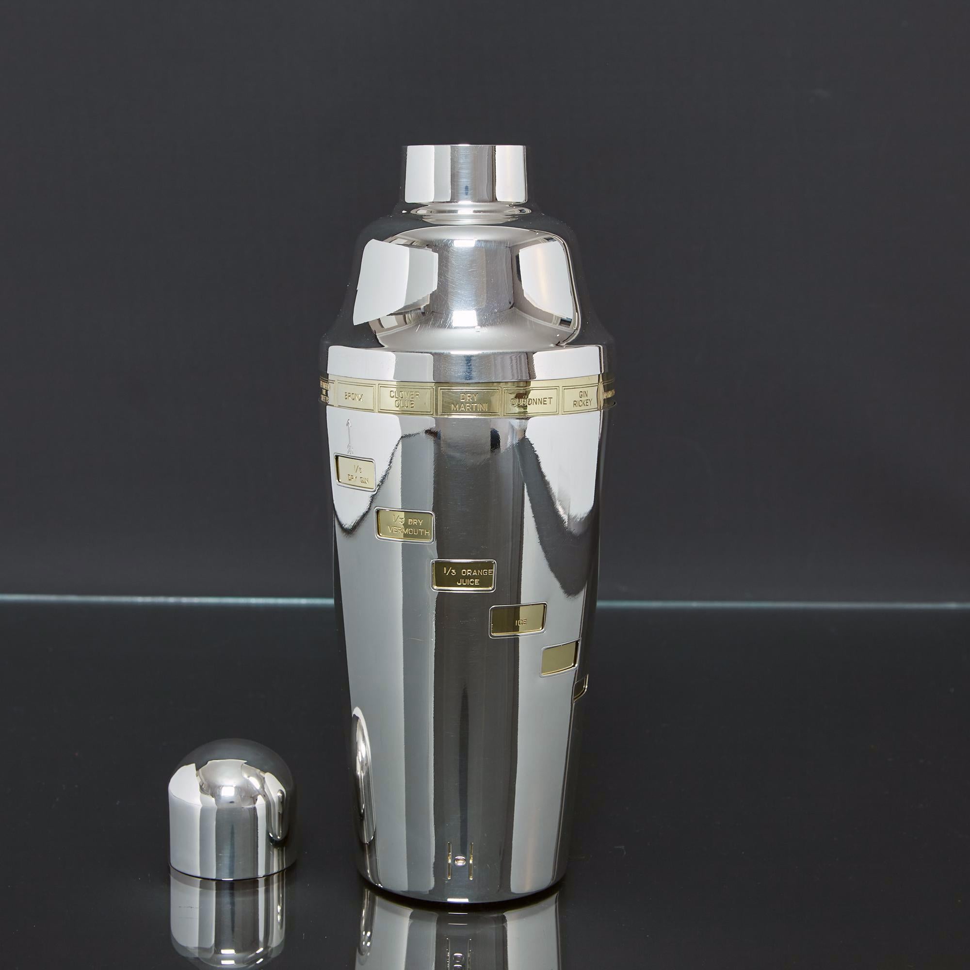 Placcato argento Shaker da cocktail con ricetta in argento Art Déco in vendita