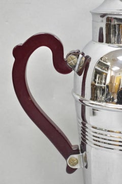 Art Deco Silver Plated Red Bakelite Handle Martini Bar Cocktail Shaker Pitcher