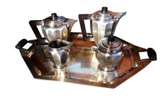 Art Deco Silver Plated Roux Marquiand Tea Set Attributed
