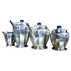 Art Deco Silver Plated Roux Marquiand Tea Set Attributed