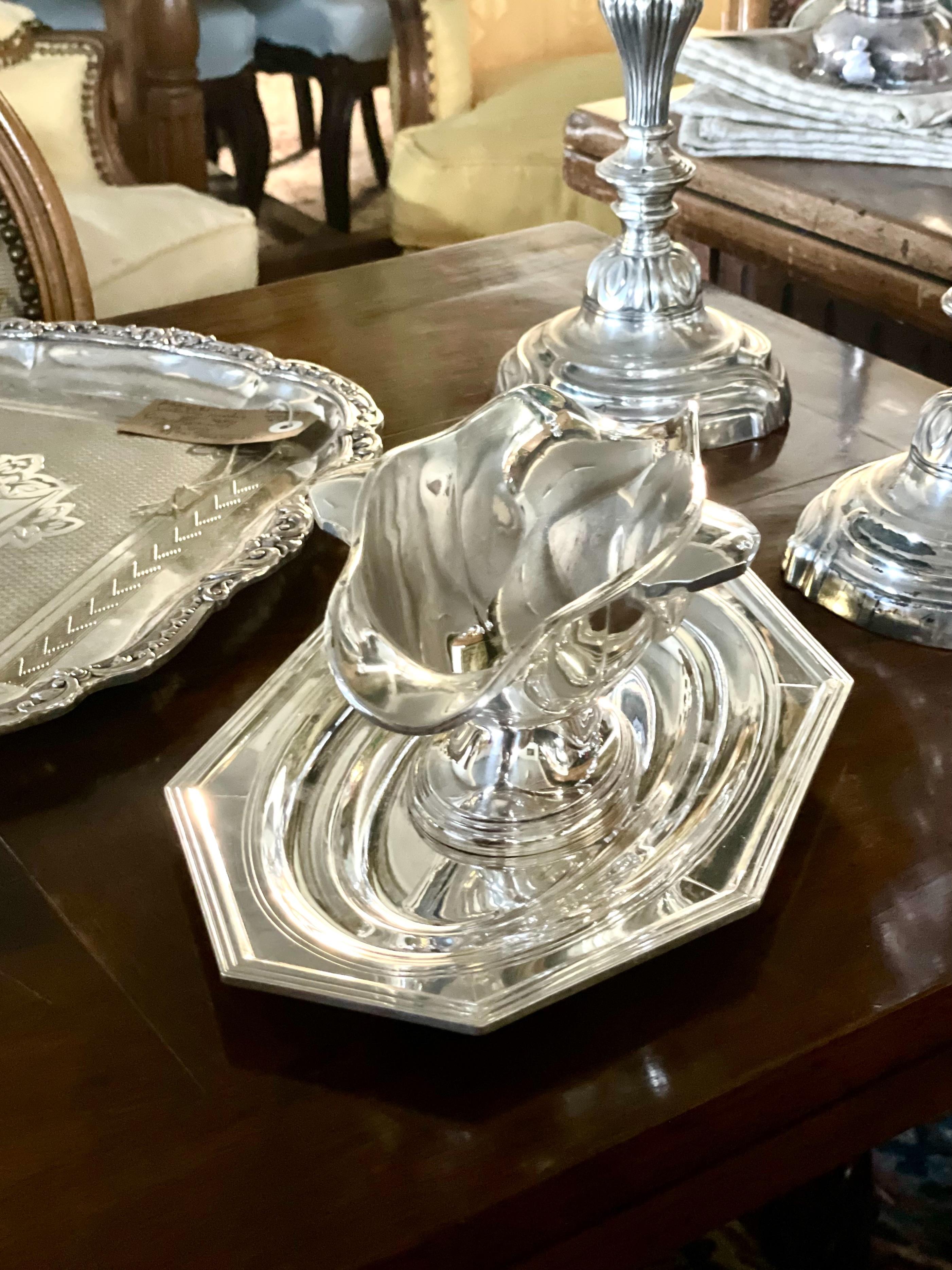 Versilberter Sauciere im Art déco-Stil, ca. 1930er Jahre im Angebot 6