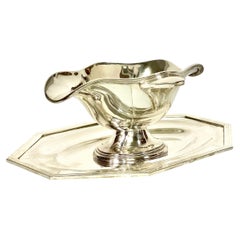 Art Deco Silver Plated Sauce Boat, Circa 1930s