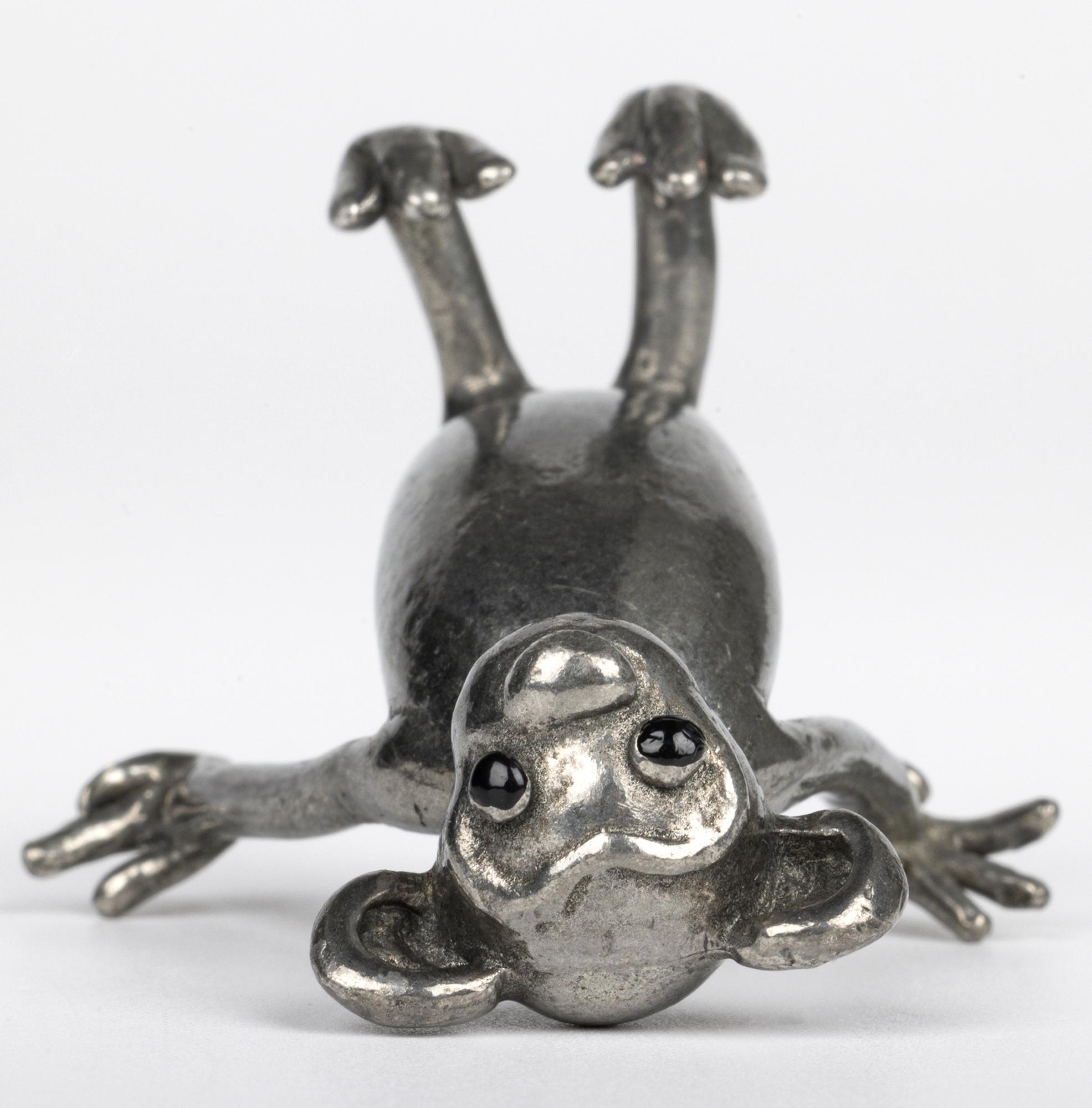 Figura de mono sentado Art Déco bañada en plata en venta 7