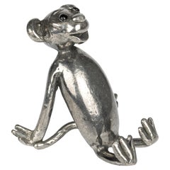 Figura di scimmia seduta in argento Art Deco