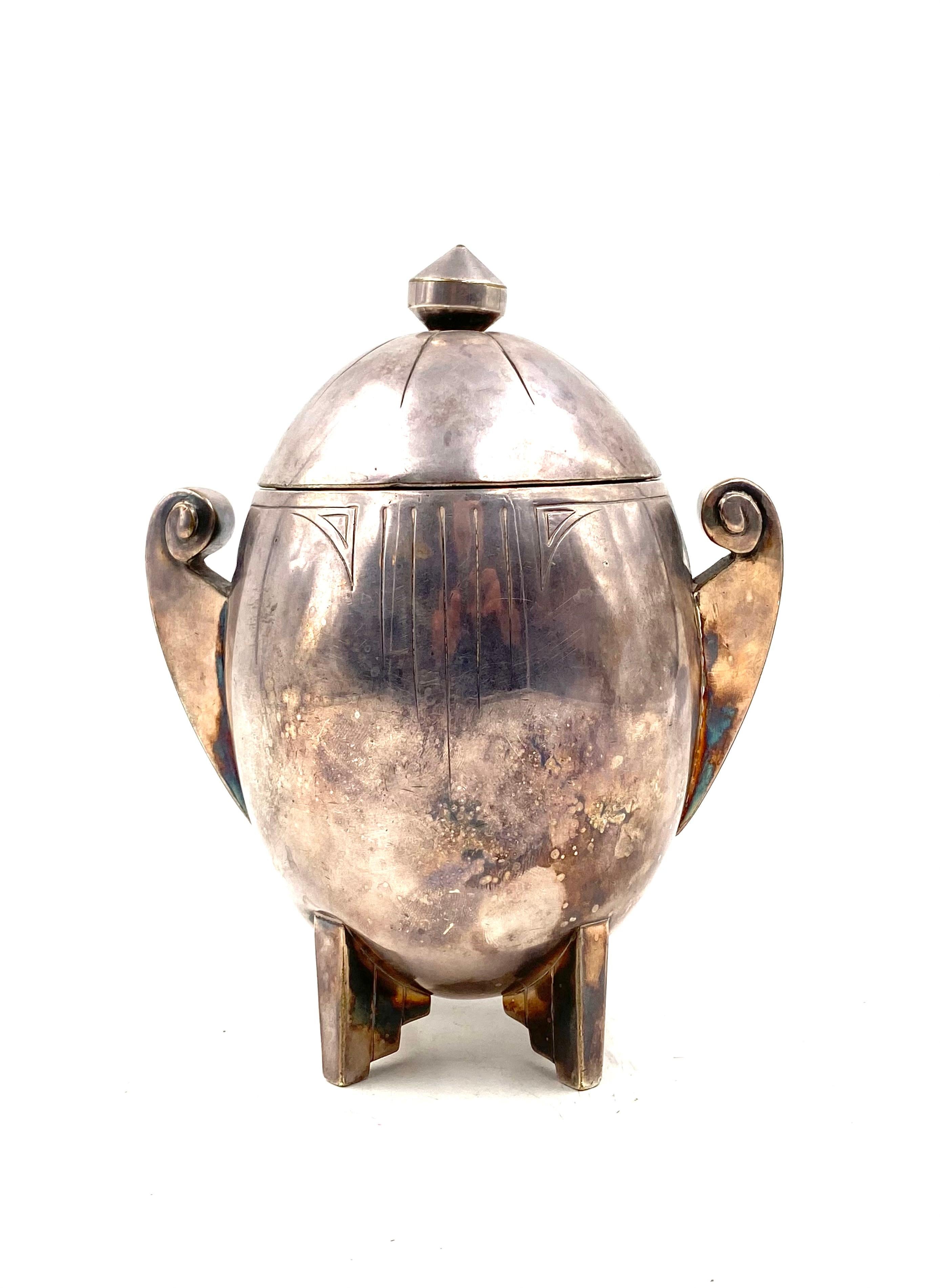 Art Deco silver-plated sugar bowl, Germany 1920s 7